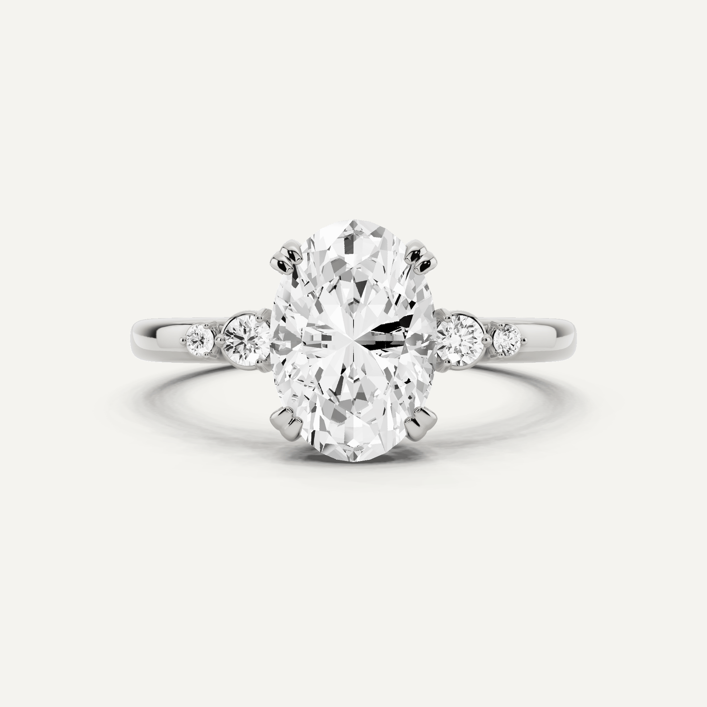 1 7/8 ctw Oval Diamond Side Stone Engagement Ring - Lotus Diamond