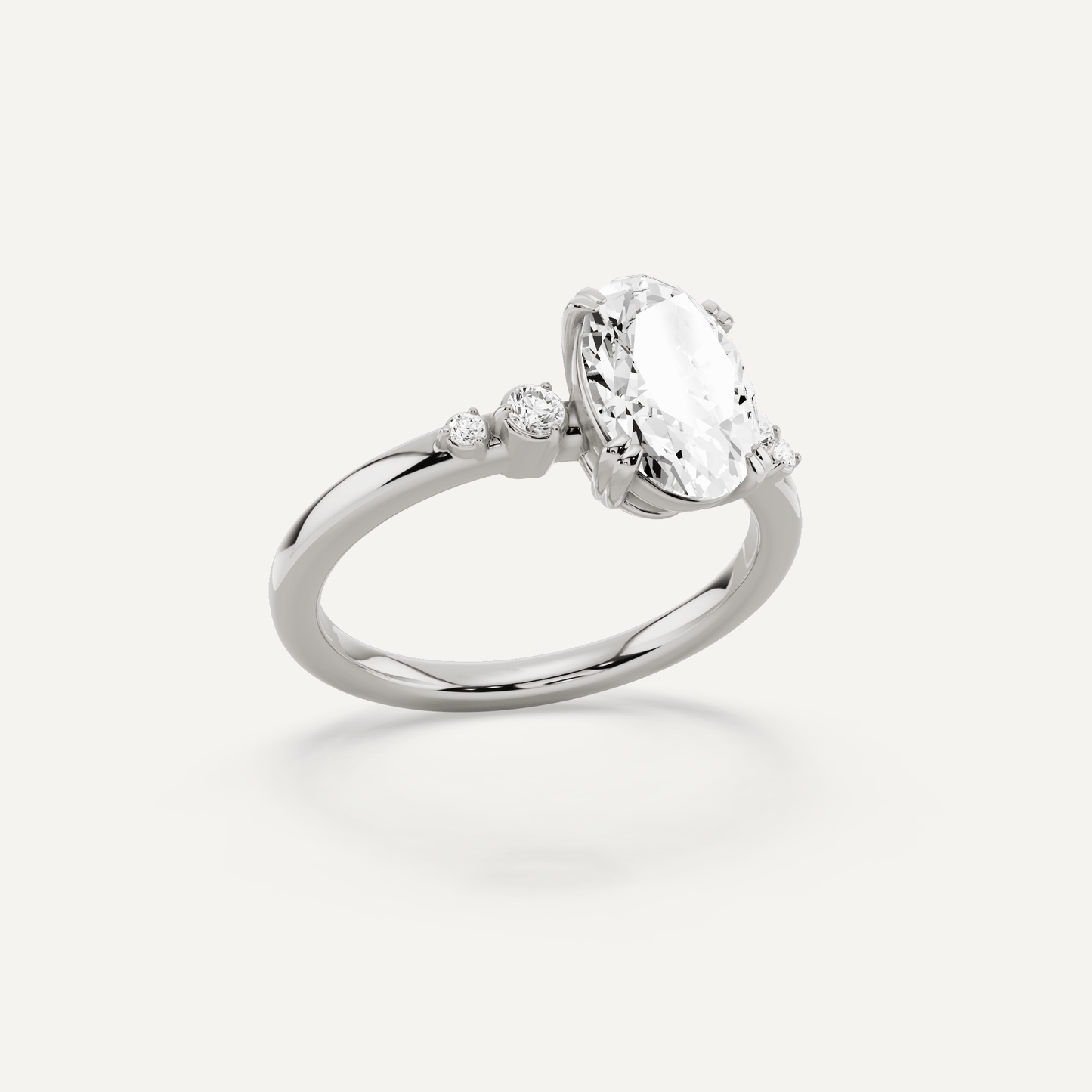 1 7/8 ctw Oval Diamond Side Stone Engagement Ring - Lotus Diamond