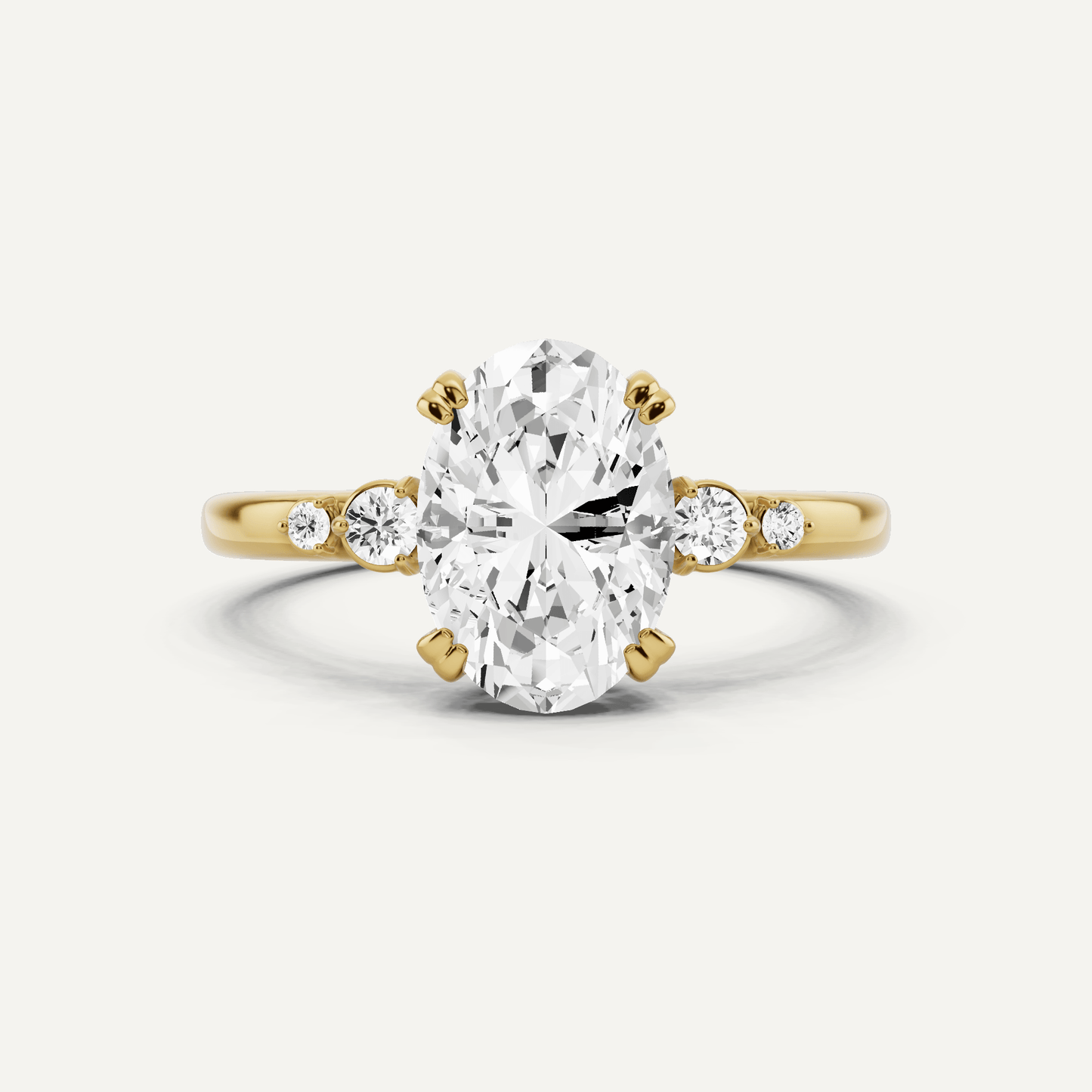 1 7/8 ctw Oval Diamond Side Stone Engagement Ring - Lotus Diamond