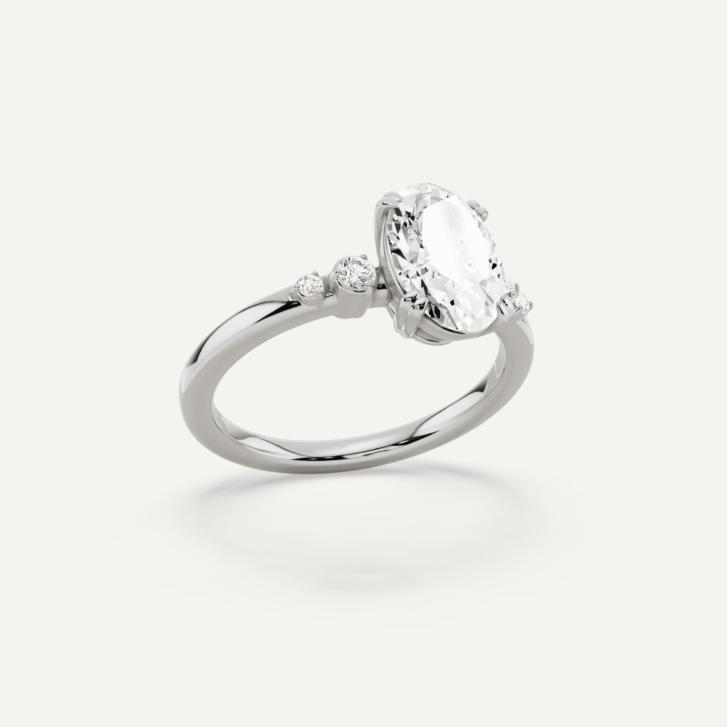 1 7/8 ctw Oval Diamond Side Stone Engagement Ring - Lotus Diamond
