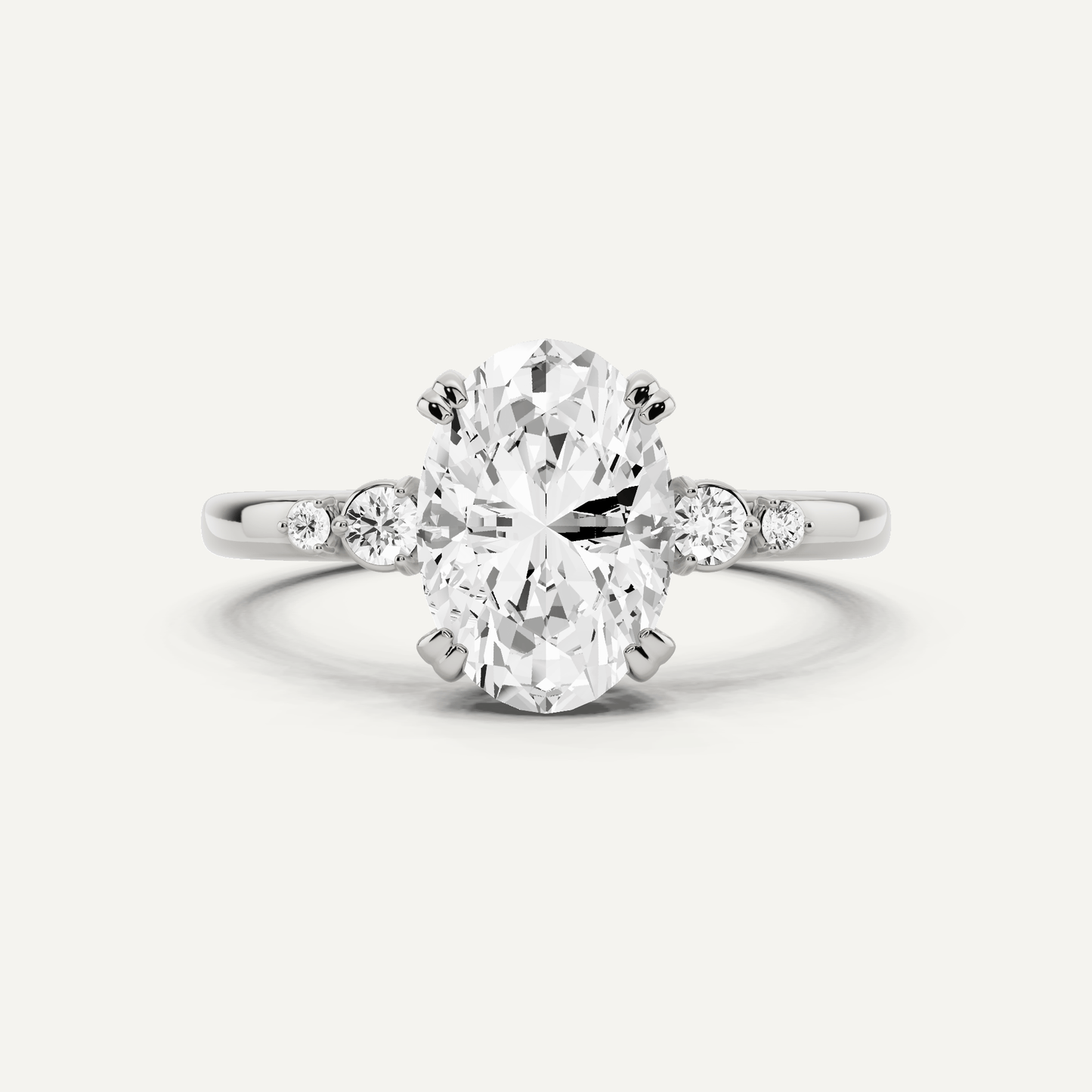 1 7/8 ctw Oval Diamond Side Stone Engagement Ring - Lotus Diamond