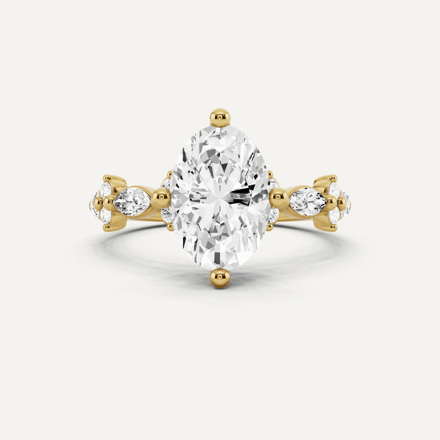 1 7/8 ctw Oval Diamond Side Stone Engagement Ring - Lotus Diamond