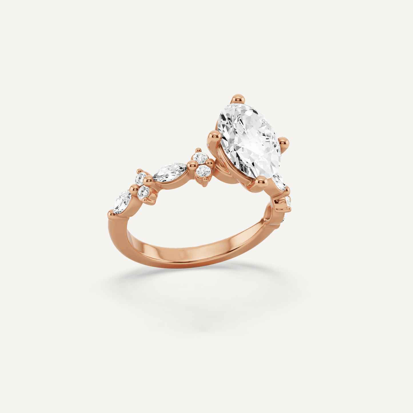 1 7/8 ctw Oval Diamond Side Stone Engagement Ring - Lotus Diamond