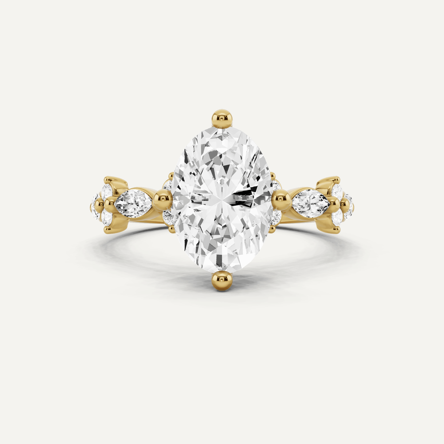 1 7/8 ctw Oval Diamond Side Stone Engagement Ring - Lotus Diamond