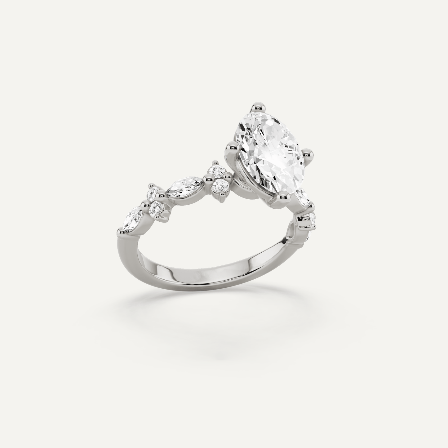 1 7/8 ctw Oval Diamond Side Stone Engagement Ring - Lotus Diamond