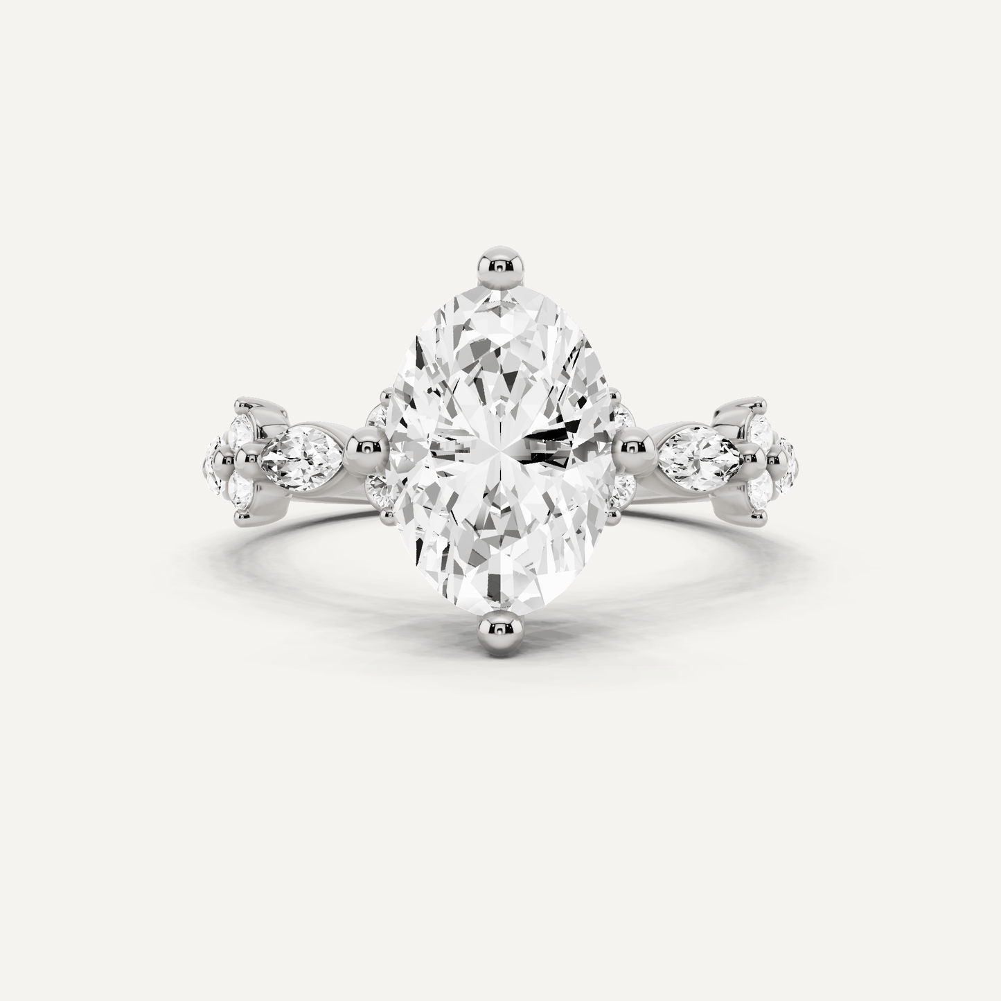 1 7/8 ctw Oval Diamond Side Stone Engagement Ring - Lotus Diamond