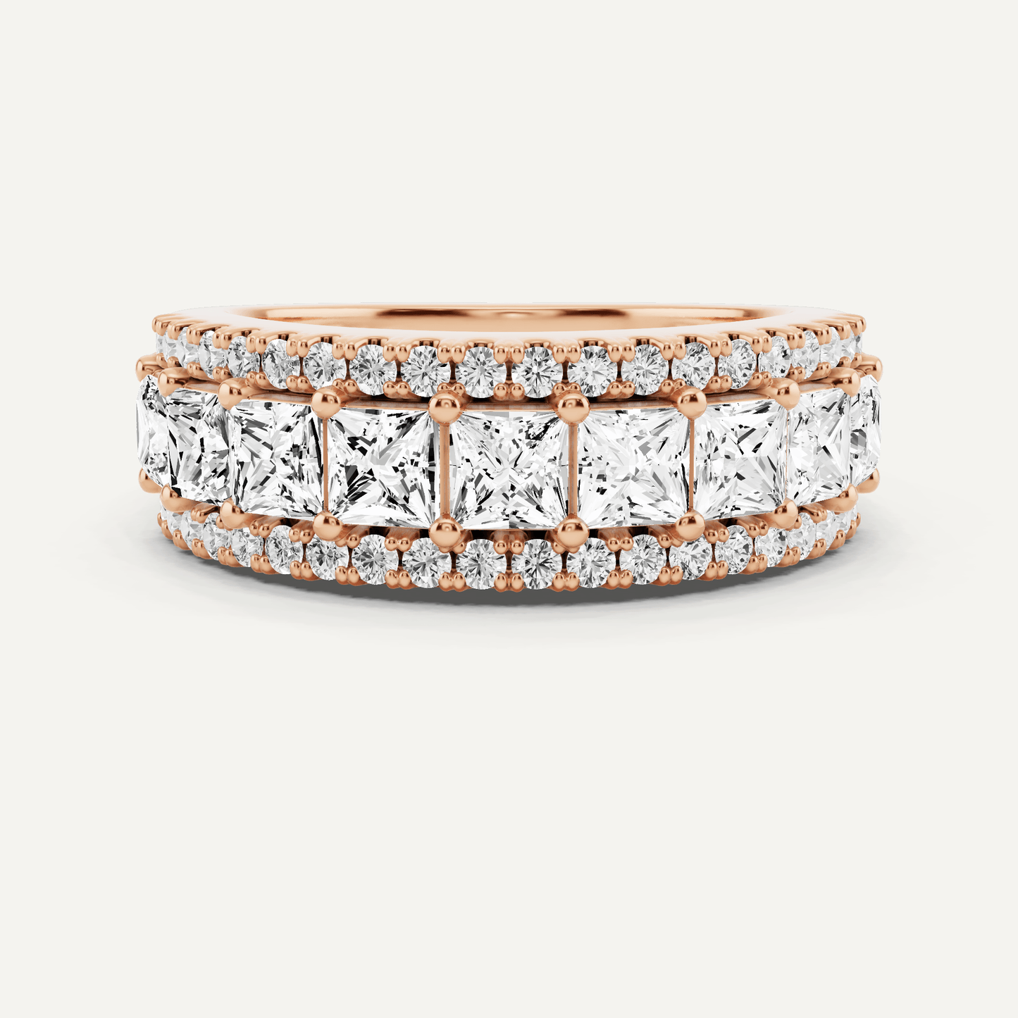 1 7/8 ctw Princess Diamond Prong Set Wedding Band - Lotus Diamond