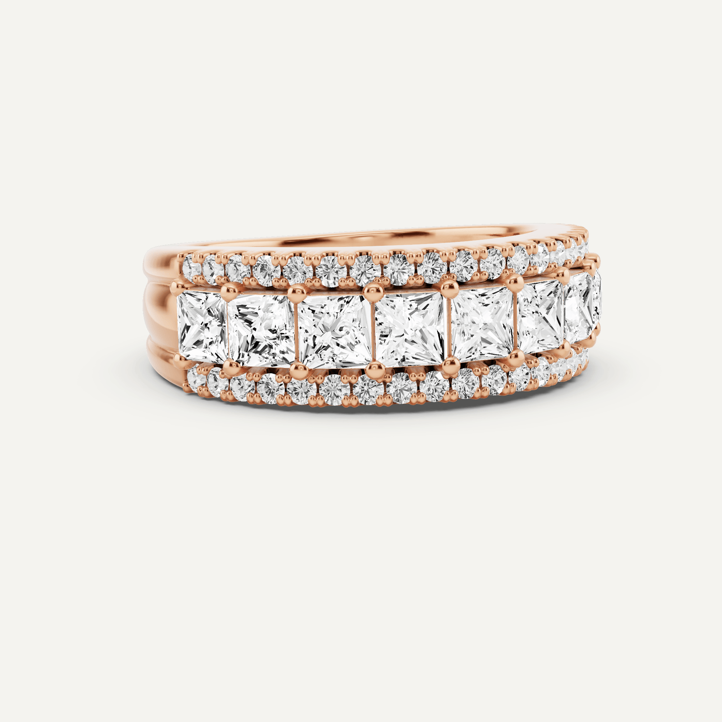 1 7/8 ctw Princess Diamond Prong Set Wedding Band - Lotus Diamond