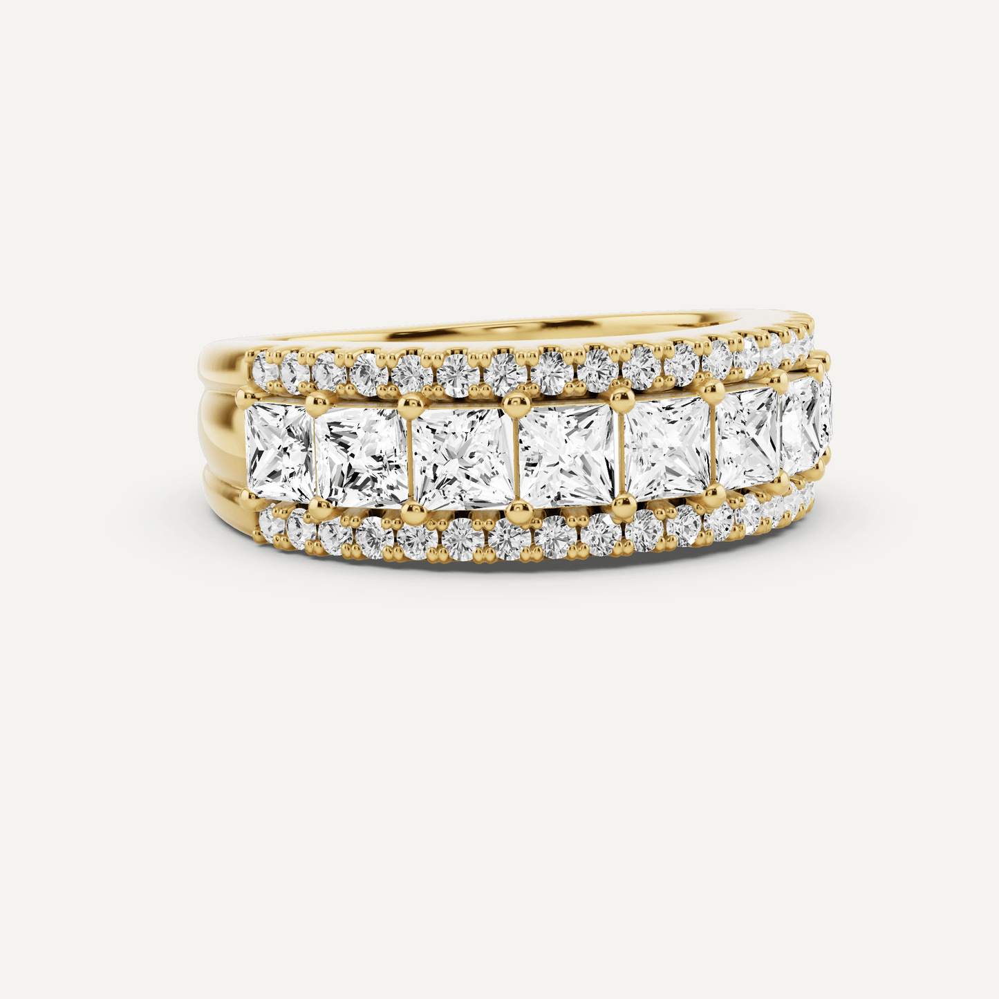1 7/8 ctw Princess Diamond Prong Set Wedding Band - Lotus Diamond