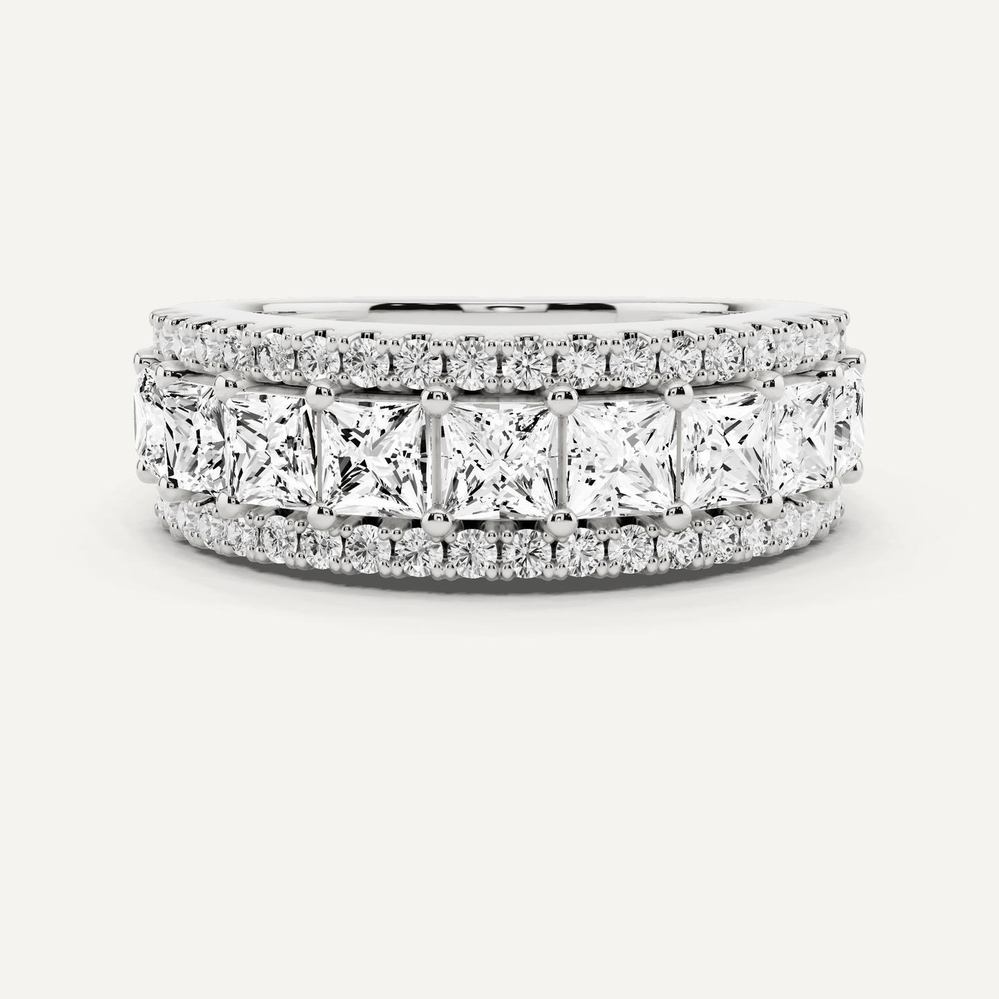 1 7/8 ctw Princess Diamond Prong Set Wedding Band - Lotus Diamond