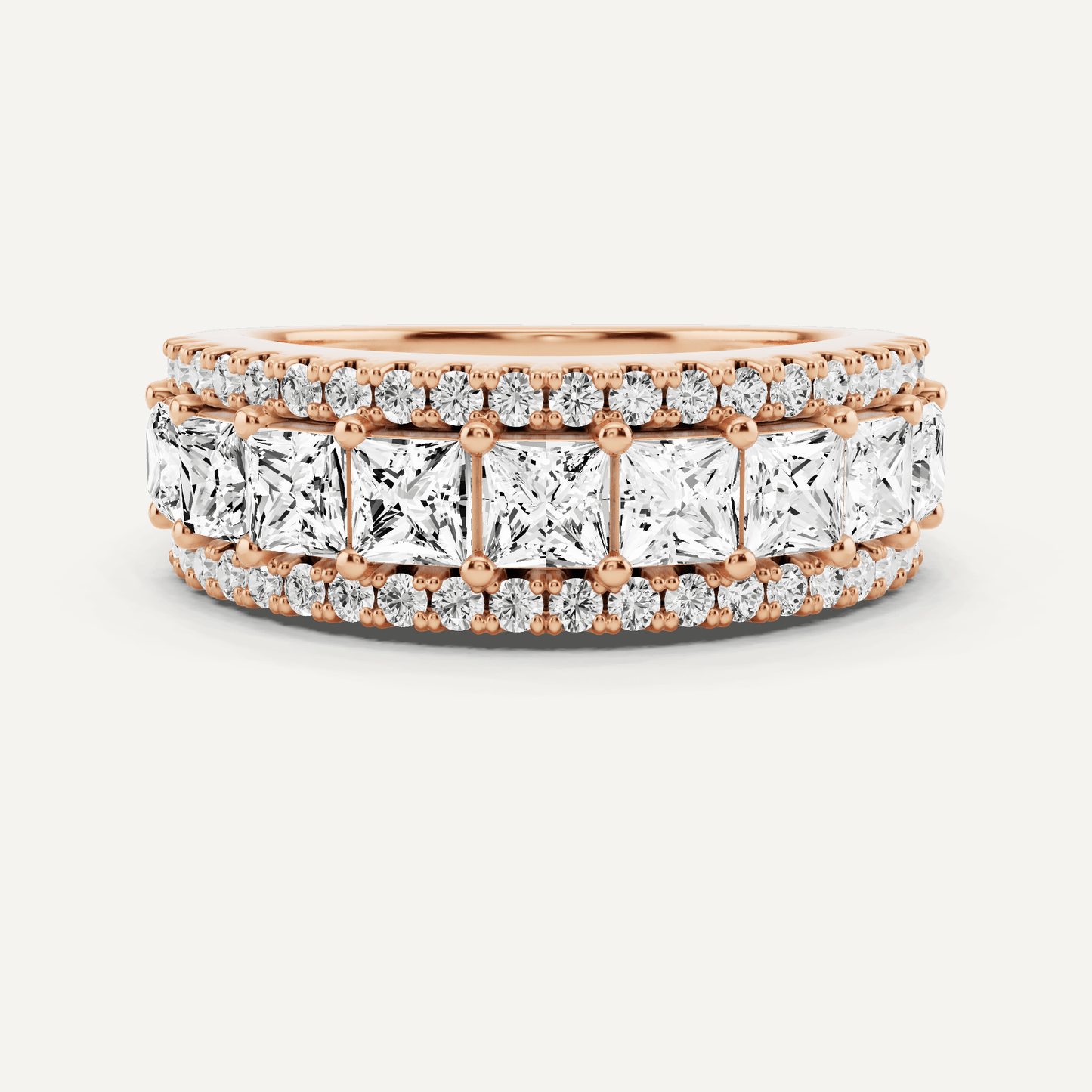 1 7/8 ctw Princess Diamond Prong Set Wedding Band - Lotus Diamond