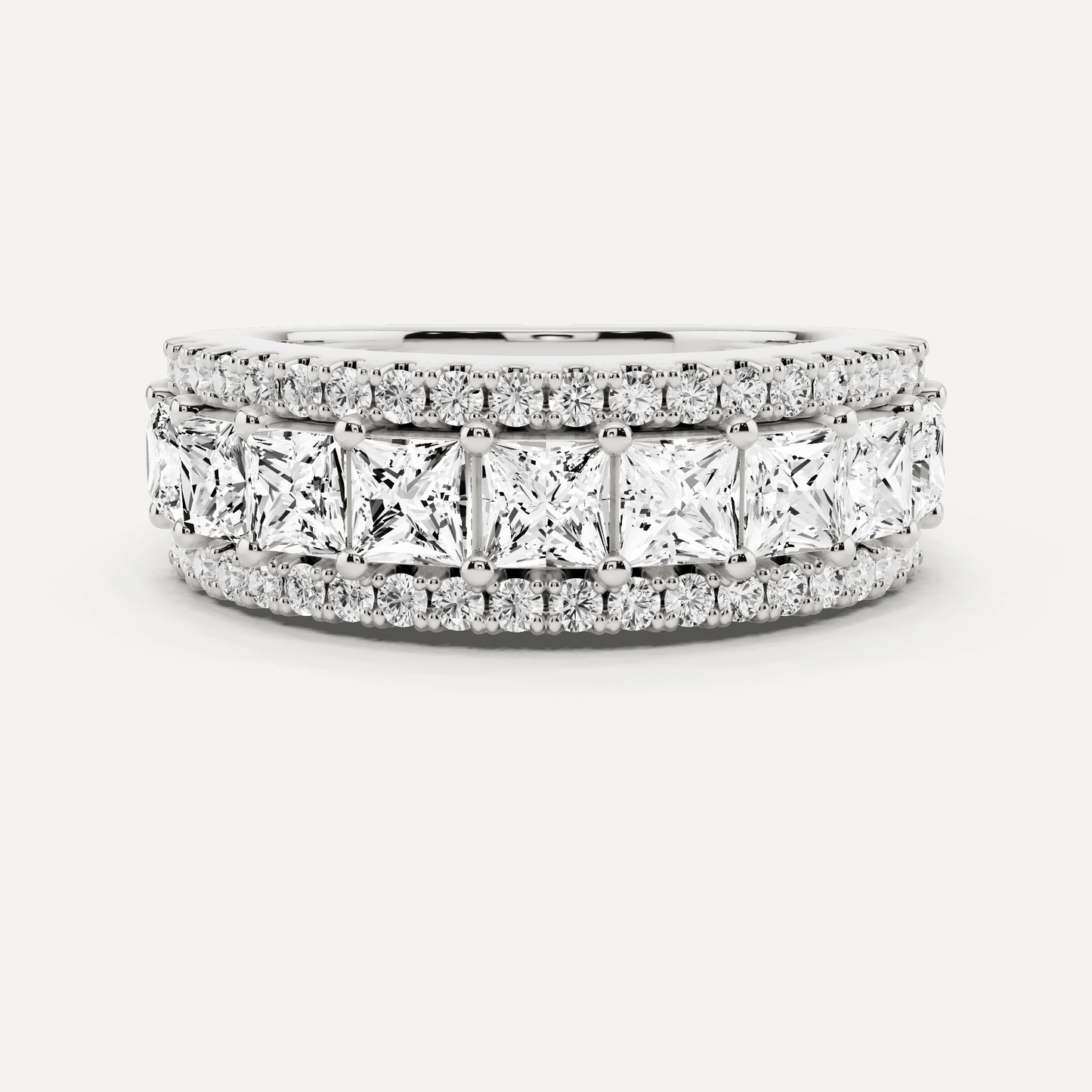 1 7/8 ctw Princess Diamond Prong Set Wedding Band - Lotus Diamond