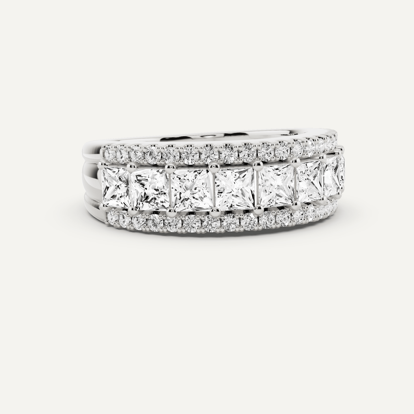 1 7/8 ctw Princess Diamond Prong Set Wedding Band - Lotus Diamond