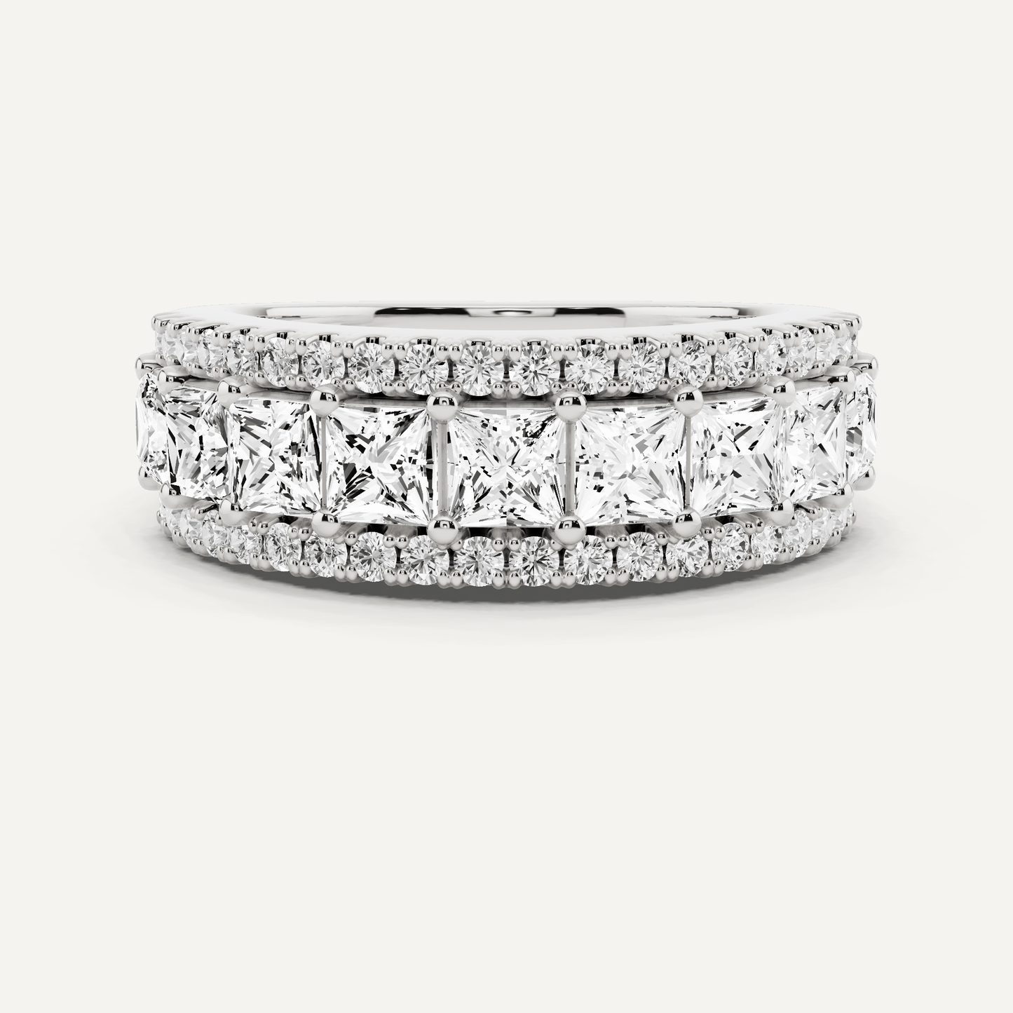 1 7/8 ctw Princess Diamond Prong Set Wedding Band - Lotus Diamond