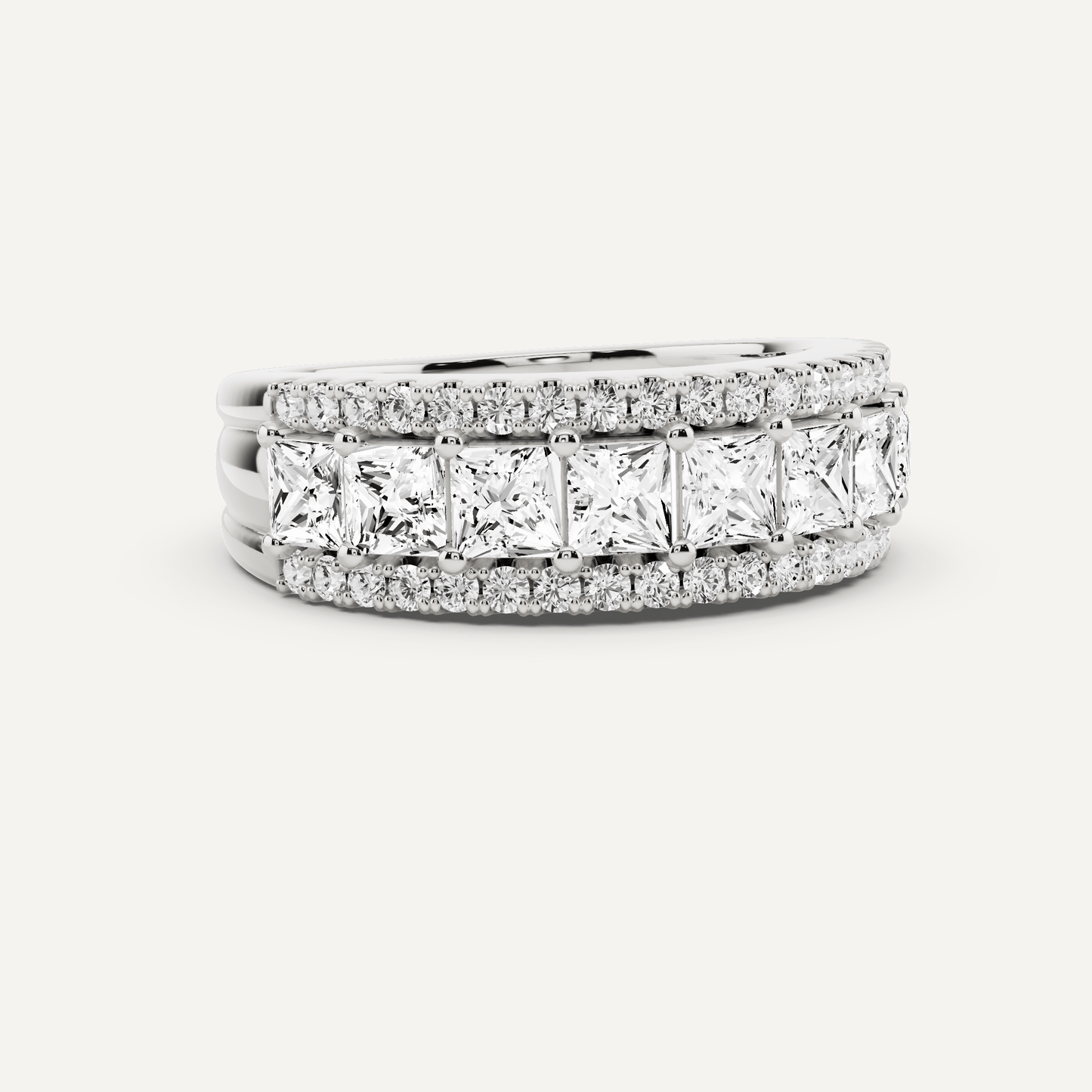 1 7/8 ctw Princess Diamond Prong Set Wedding Band - Lotus Diamond