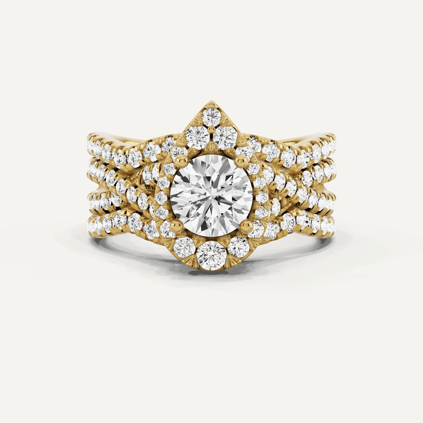 1 7/8 ctw Round Diamond Double Band Criss Cross Halo Bridal Set - Lotus Diamond