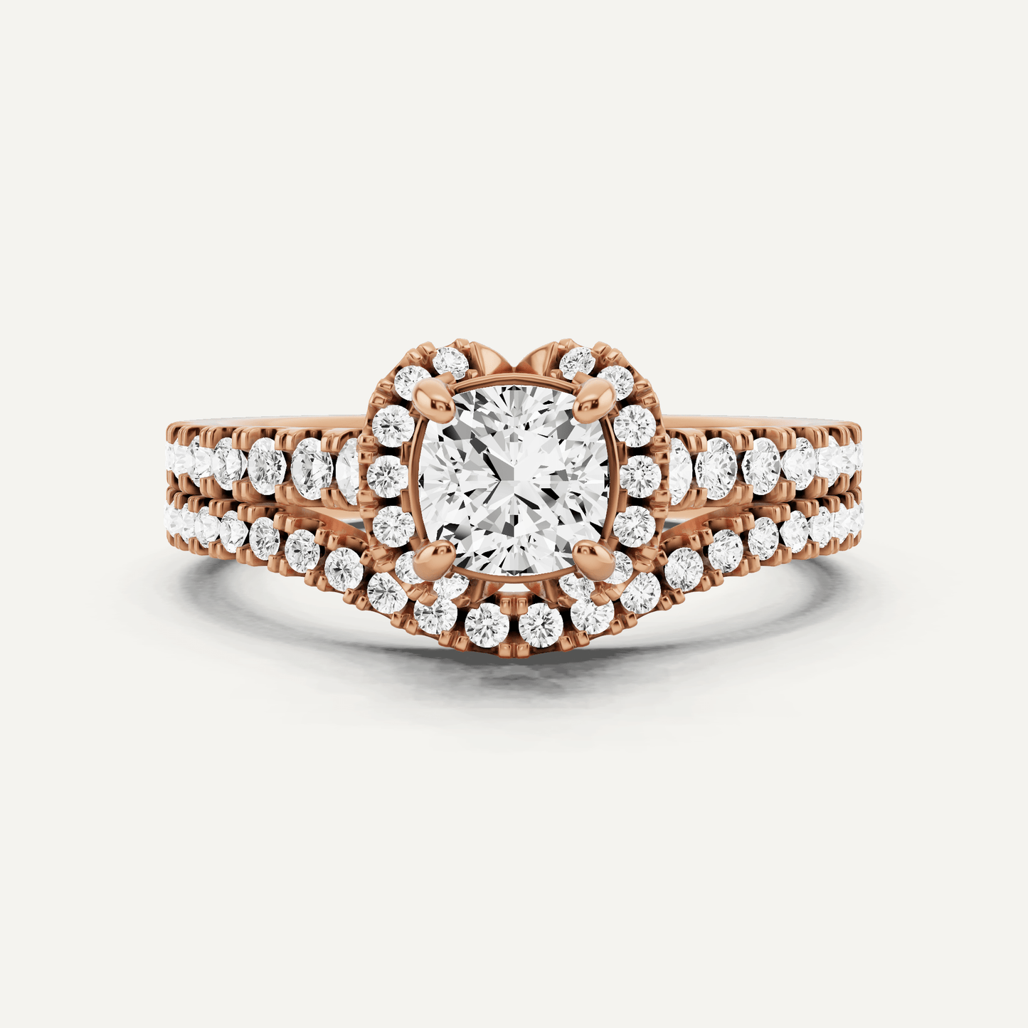 1 ctw Cushion Diamond Side Stone Bridal Set - Lotus Diamond