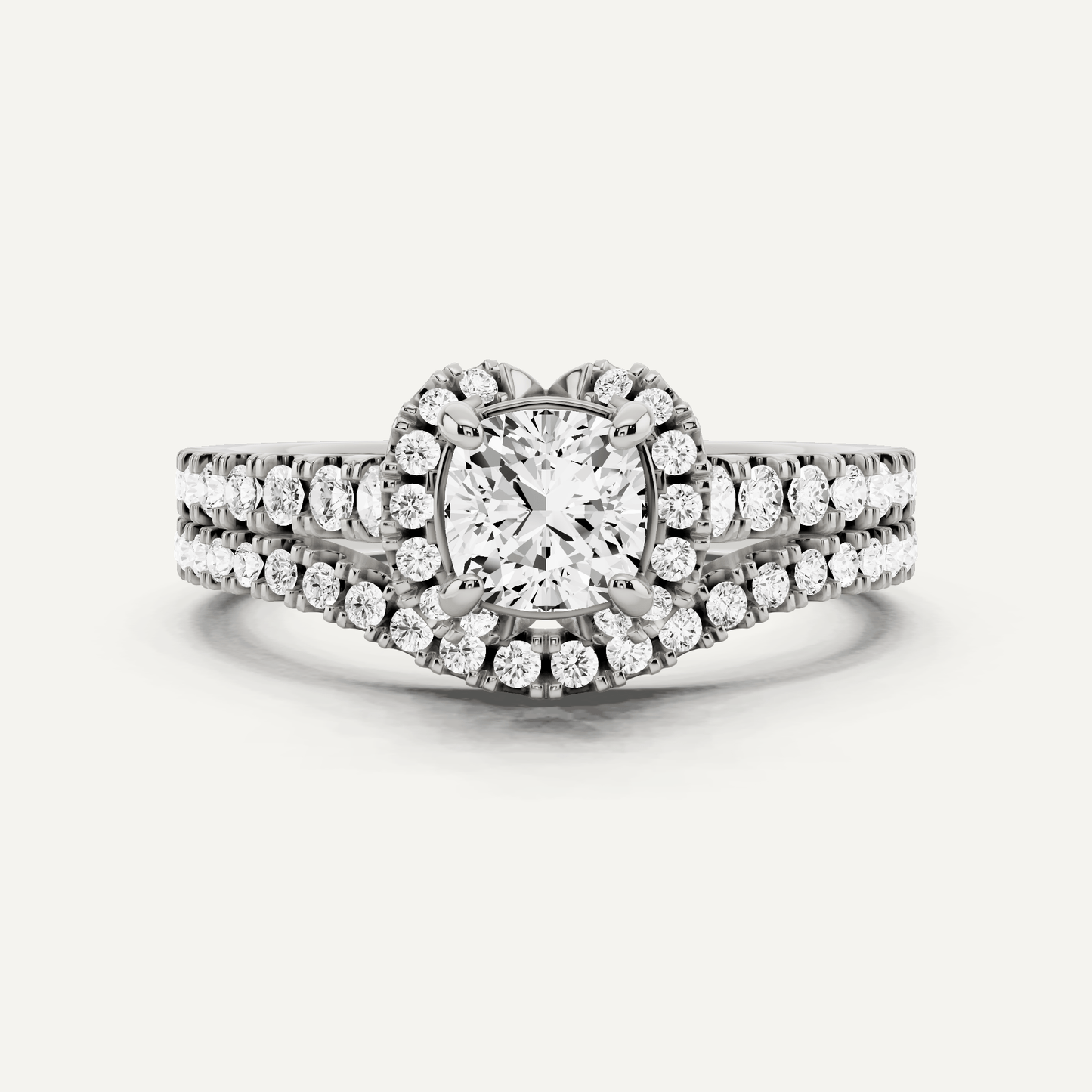 1 ctw Cushion Diamond Side Stone Bridal Set - Lotus Diamond
