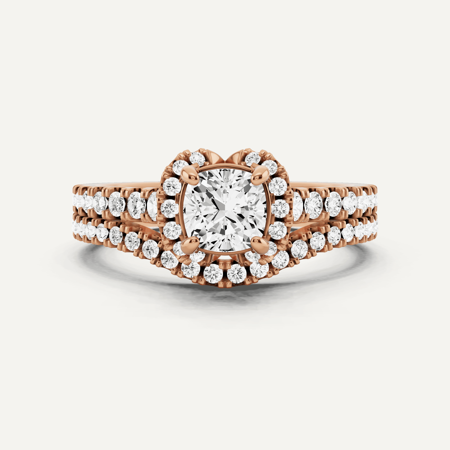 1 ctw Cushion Diamond Side Stone Bridal Set - Lotus Diamond