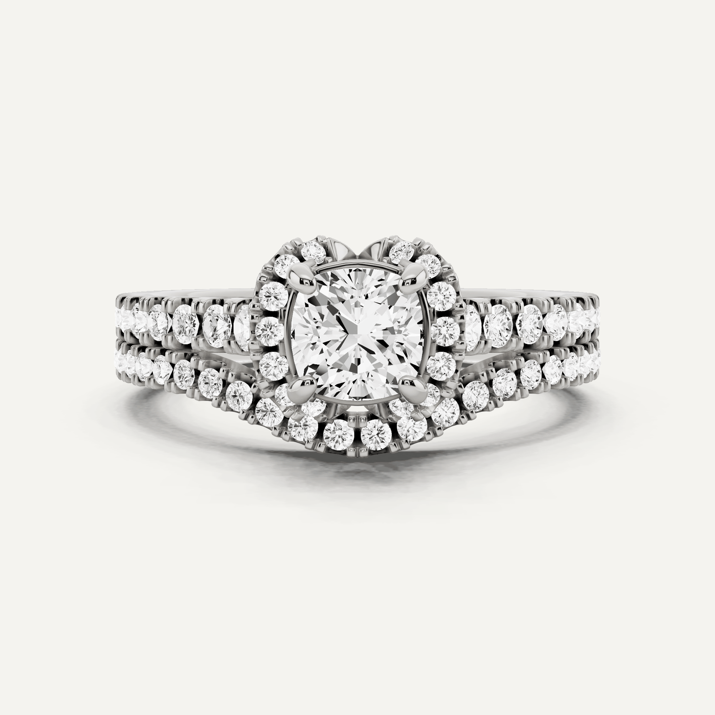 1 ctw Cushion Diamond Side Stone Bridal Set - Lotus Diamond