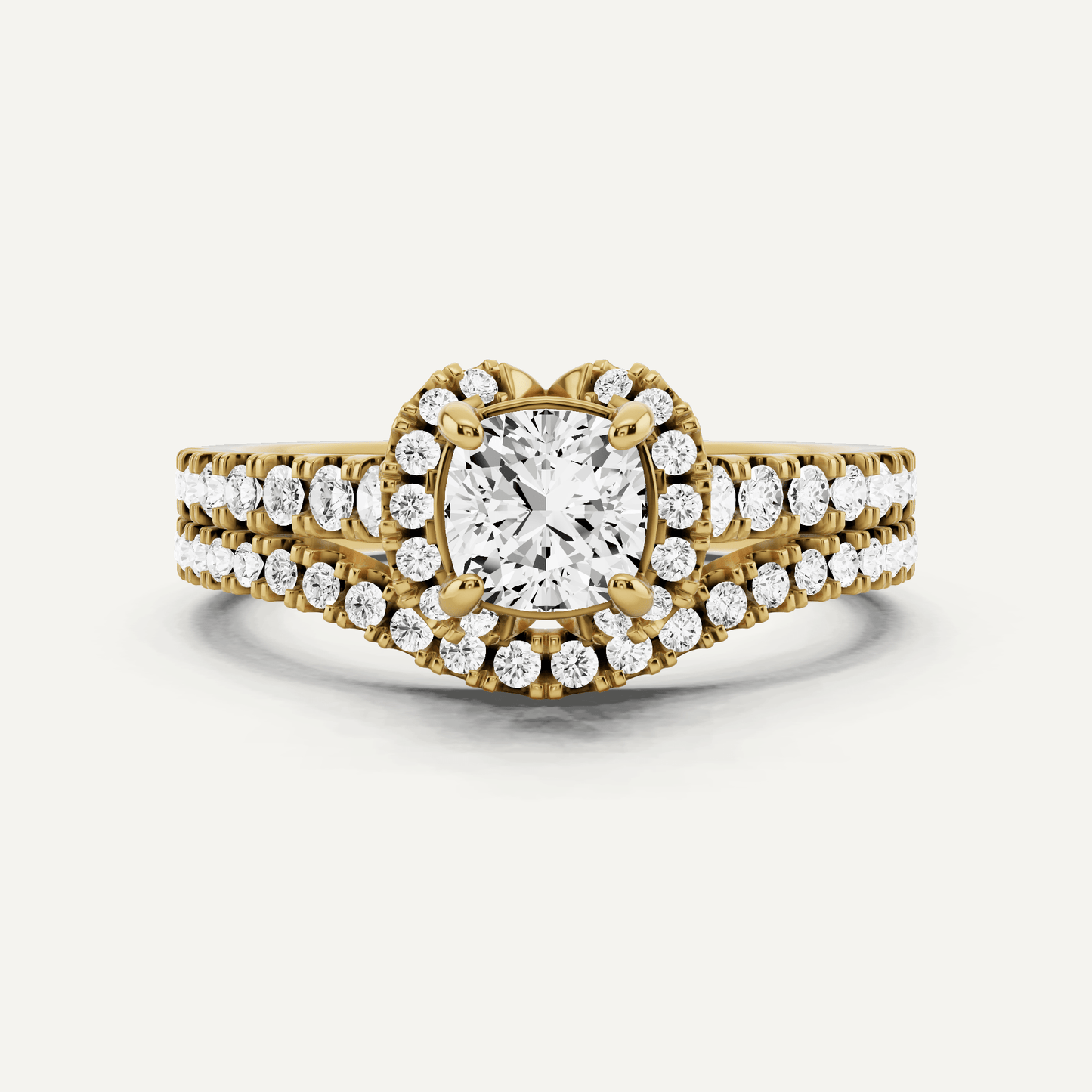 1 ctw Cushion Diamond Side Stone Bridal Set - Lotus Diamond