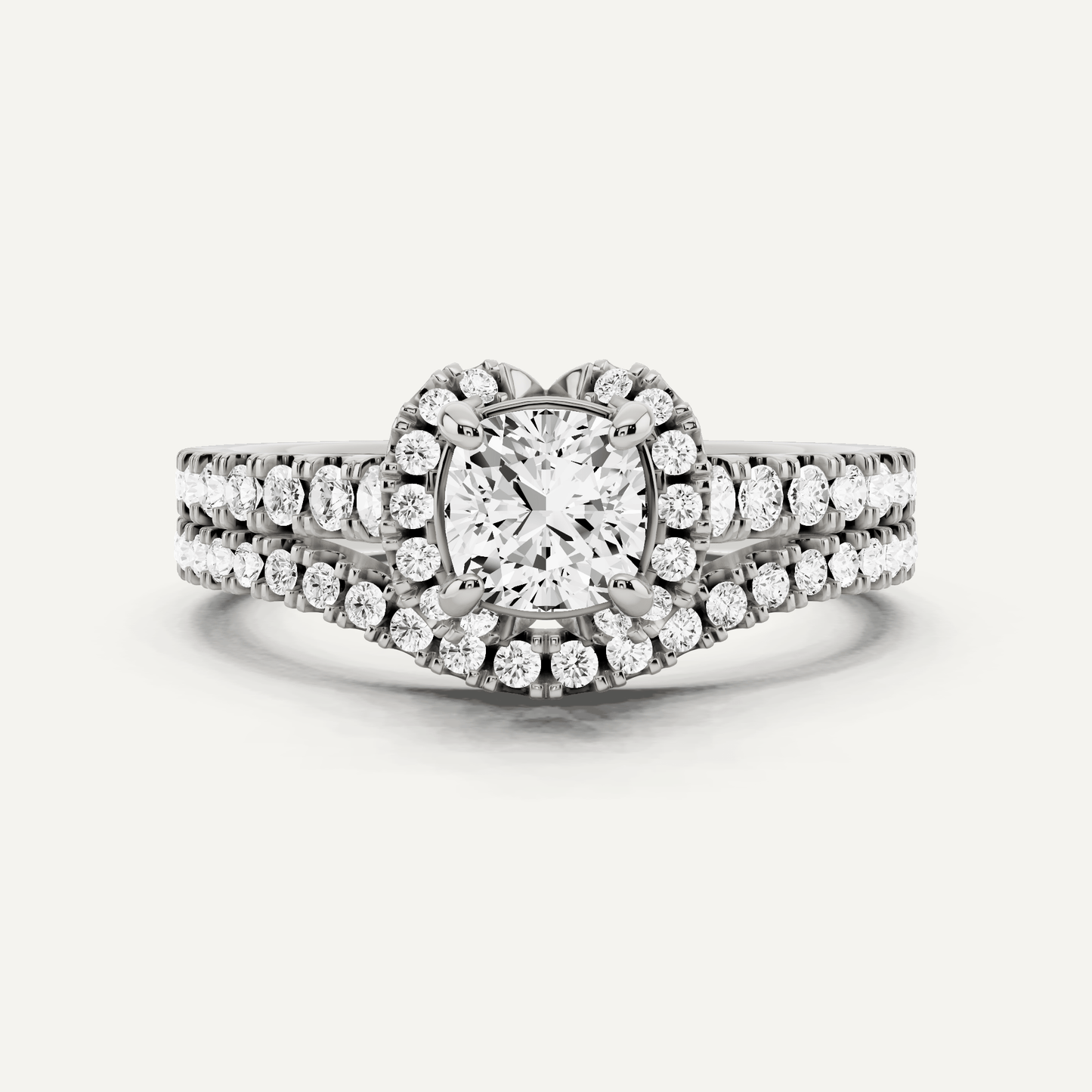 1 ctw Cushion Diamond Side Stone Bridal Set - Lotus Diamond