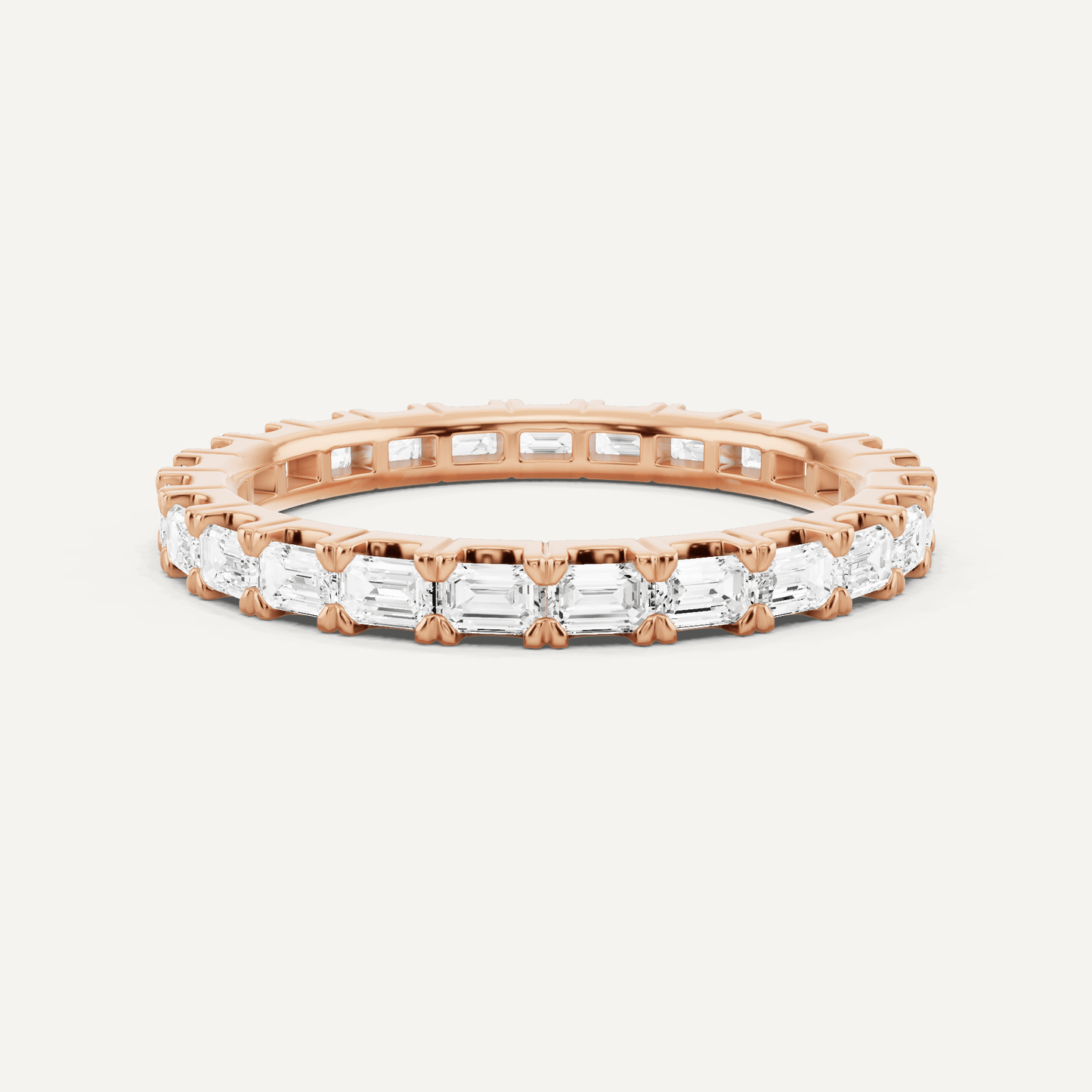 1 ctw Emerald Diamond East - West Eternity Band - Lotus Diamond