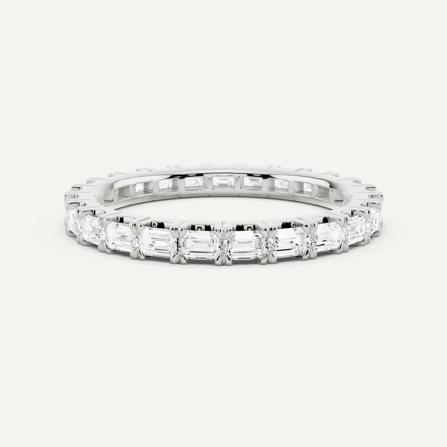 1 ctw Emerald Diamond East - West Eternity Band - Lotus Diamond