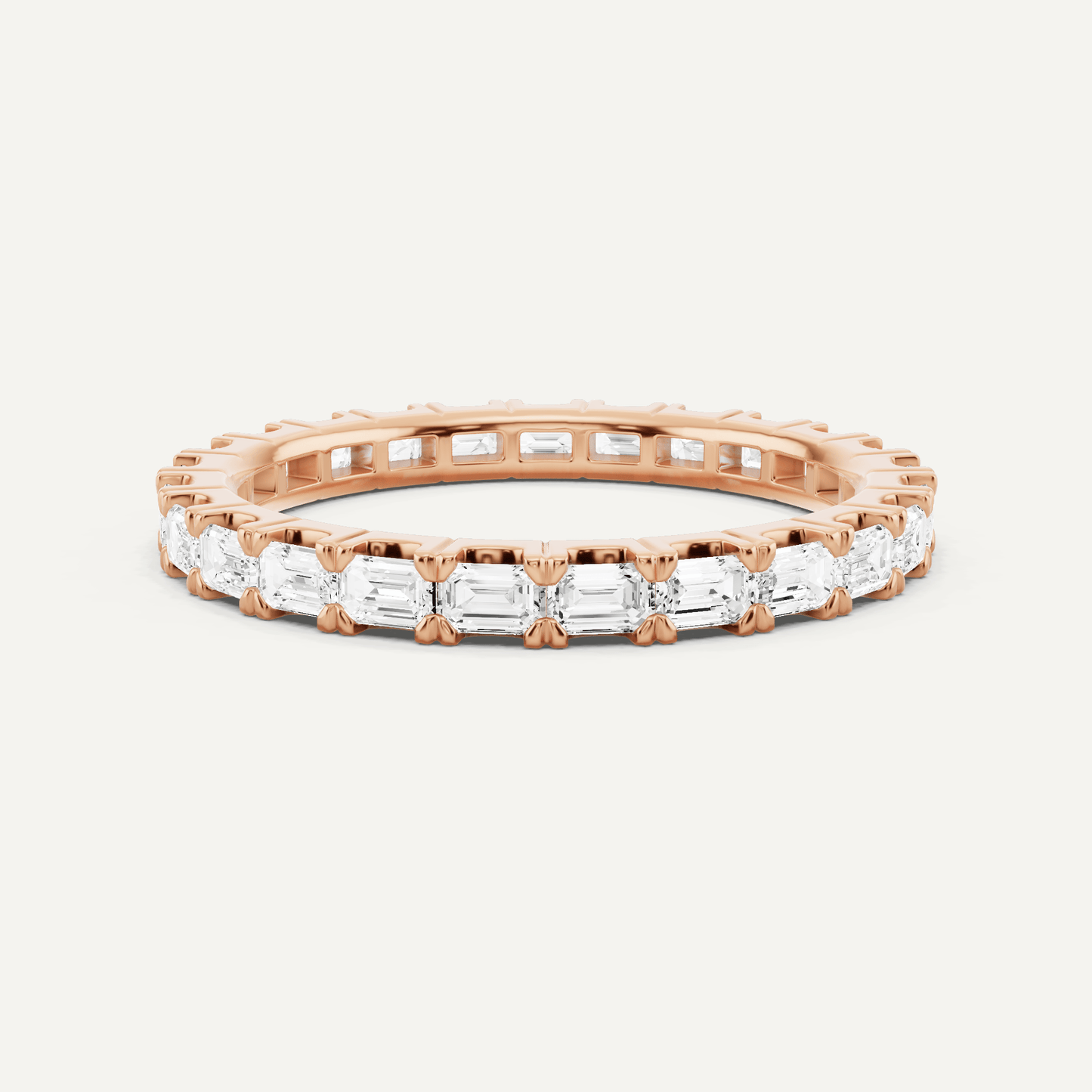 1 ctw Emerald Diamond East - West Eternity Band - Lotus Diamond