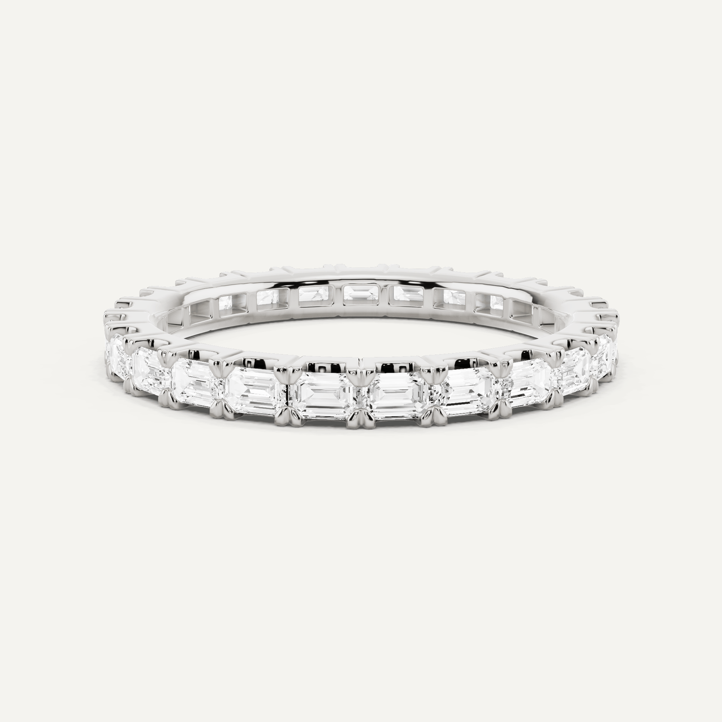 1 ctw Emerald Diamond East - West Eternity Band - Lotus Diamond