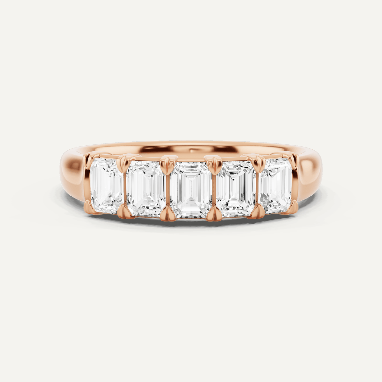 1 ctw Emerald Diamond Five Stone Anniversary Band - Lotus Diamond