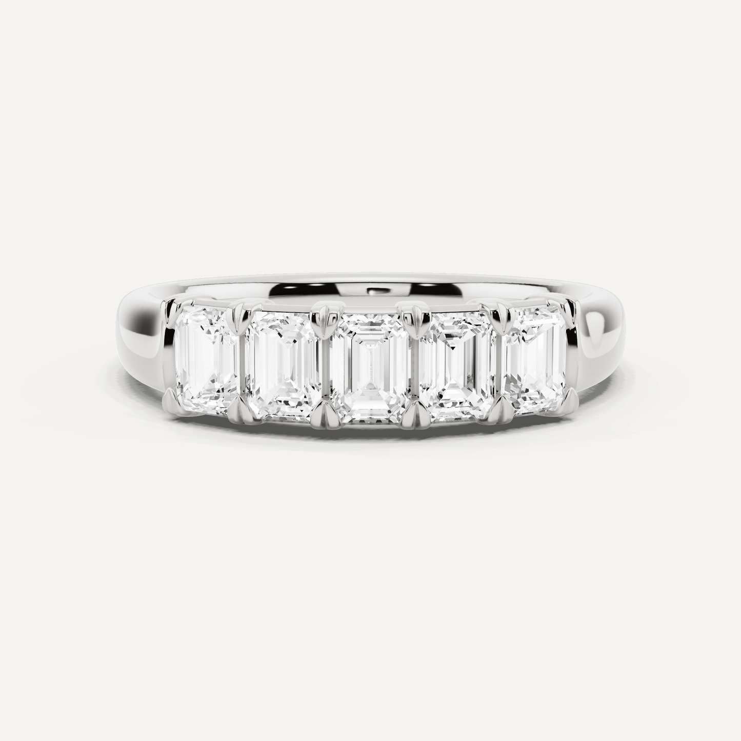 1 ctw Emerald Diamond Five Stone Anniversary Band - Lotus Diamond
