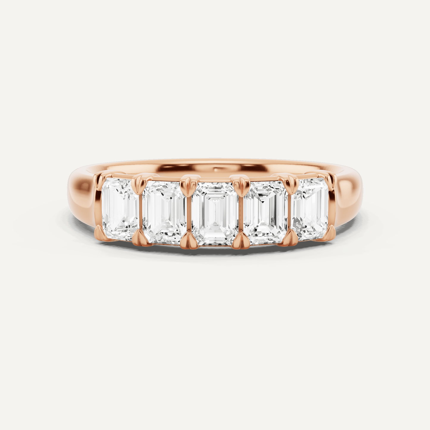 1 ctw Emerald Diamond Five Stone Anniversary Band - Lotus Diamond