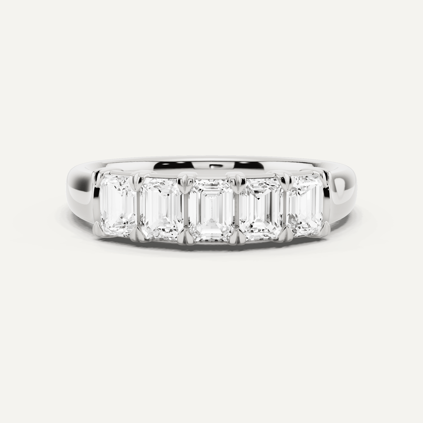 1 ctw Emerald Diamond Five Stone Anniversary Band - Lotus Diamond