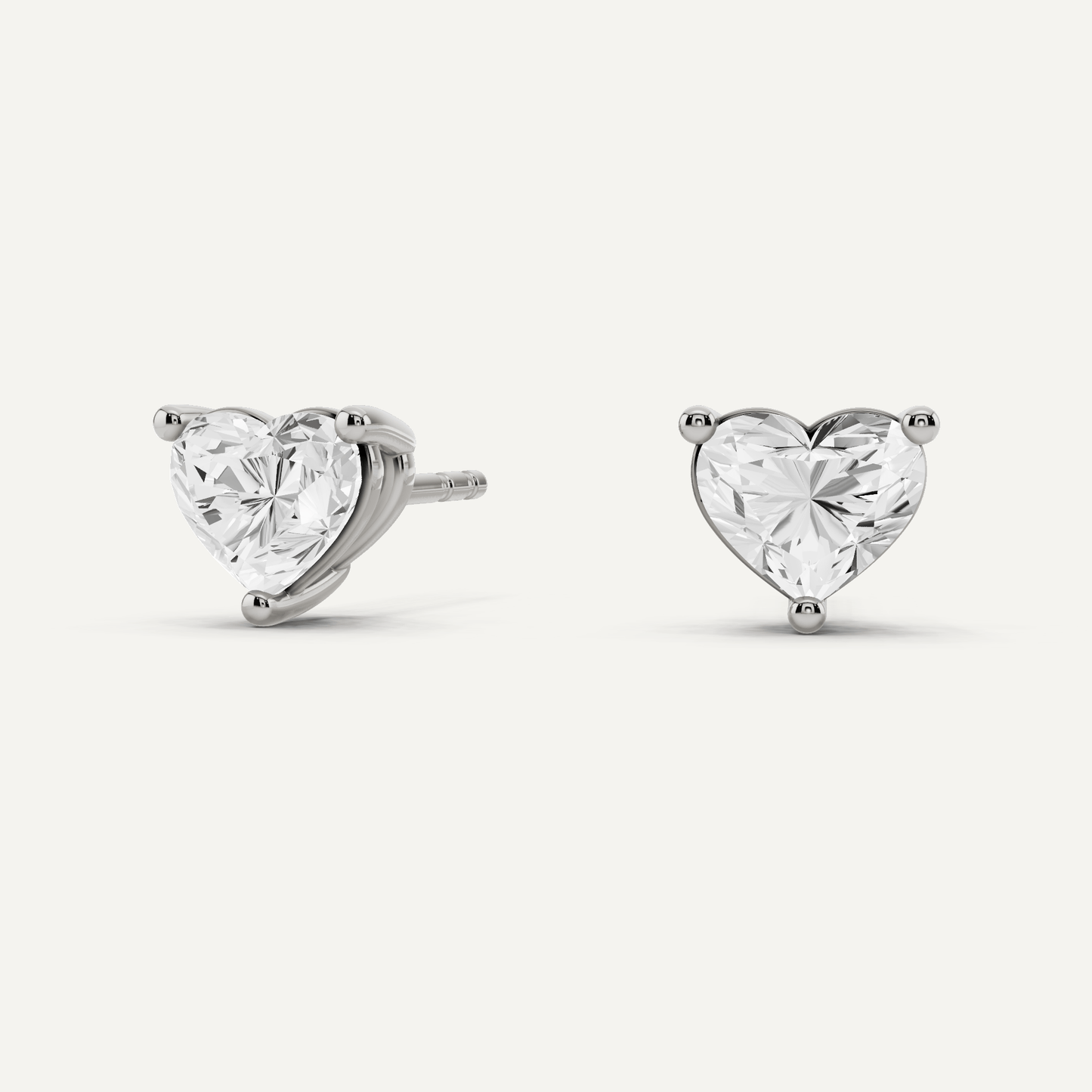 1 ctw Heart Diamond Solitaire Stud Earrings - Lotus Diamond