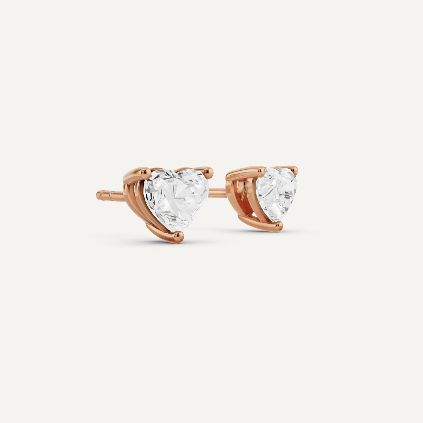 1 ctw Heart Diamond Solitaire Stud Earrings - Lotus Diamond
