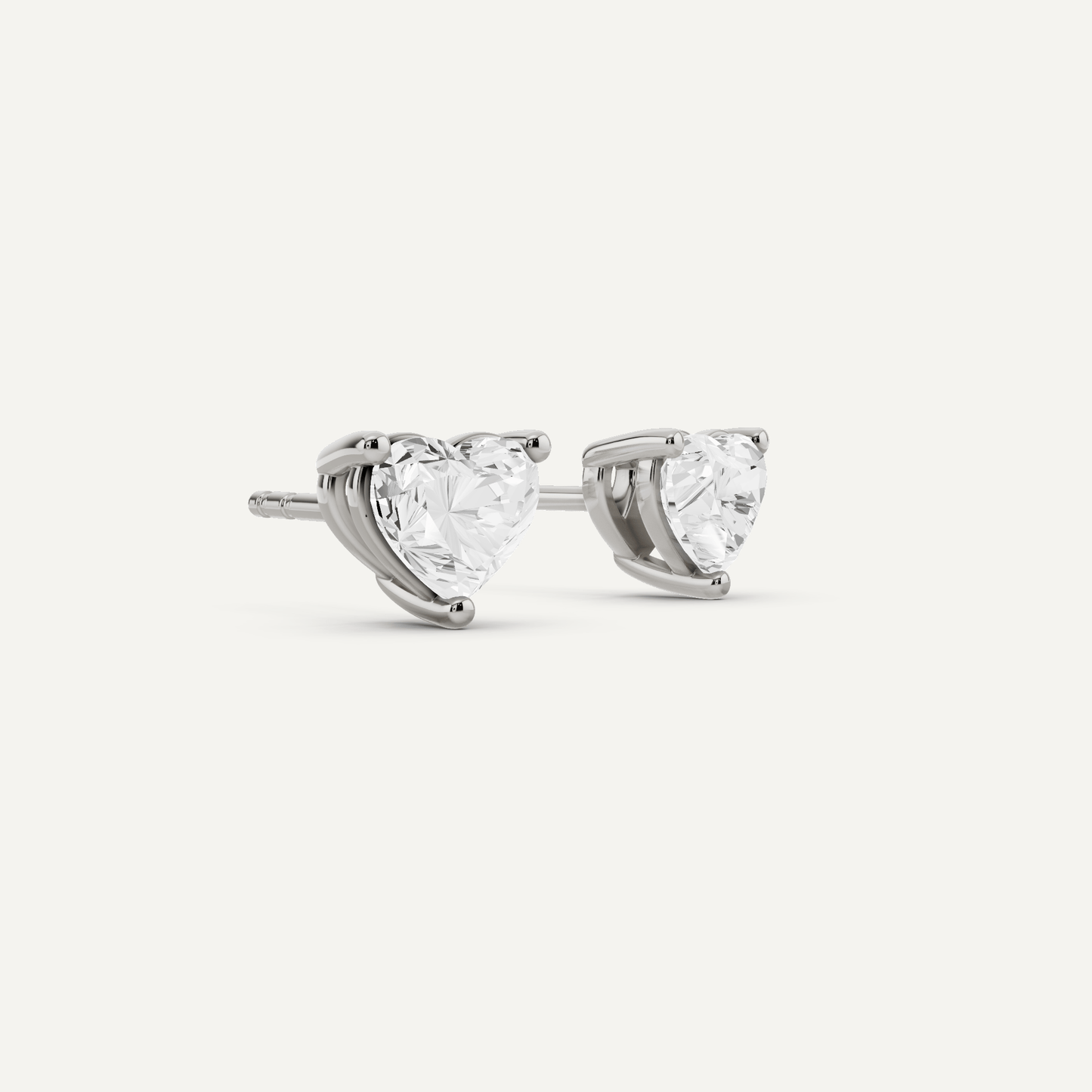 1 ctw Heart Diamond Solitaire Stud Earrings - Lotus Diamond