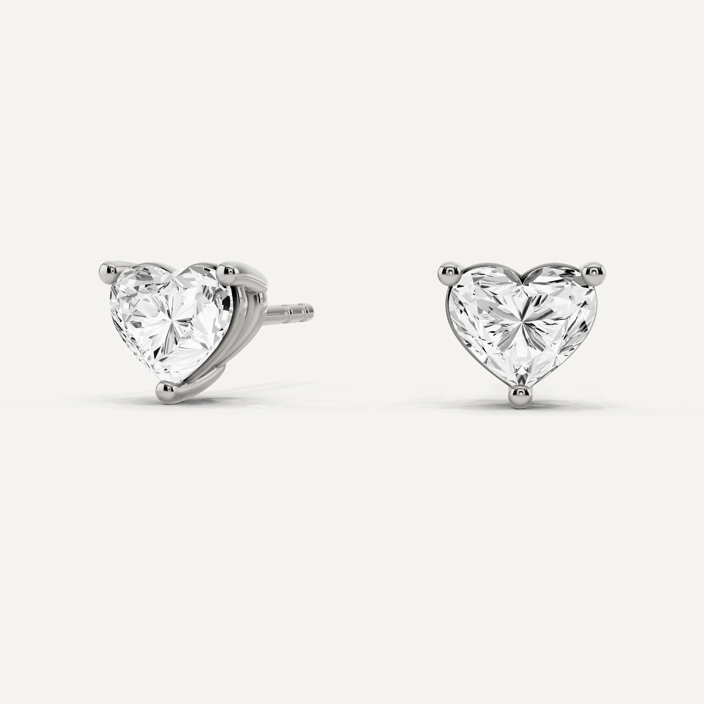 1 ctw Heart Diamond Solitaire Stud Earrings - Lotus Diamond