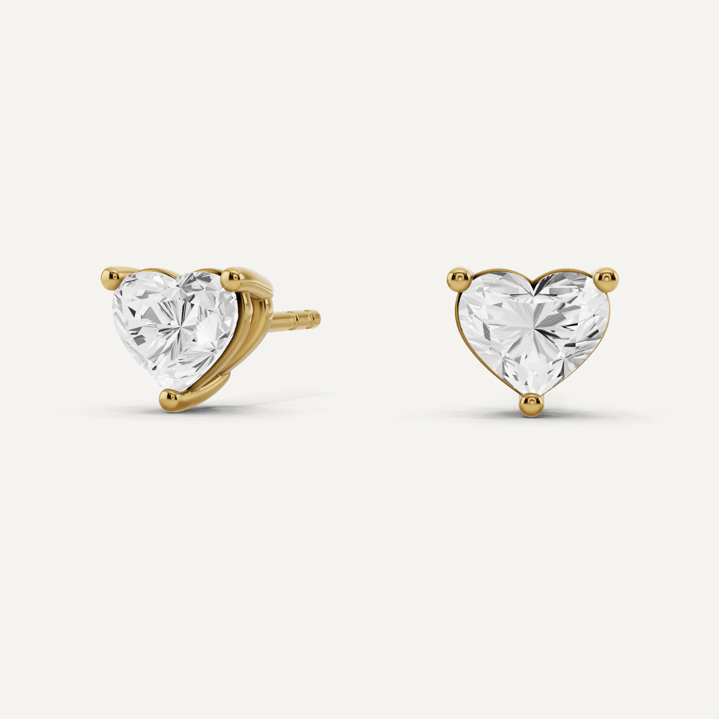 1 ctw Heart Diamond Solitaire Stud Earrings - Lotus Diamond