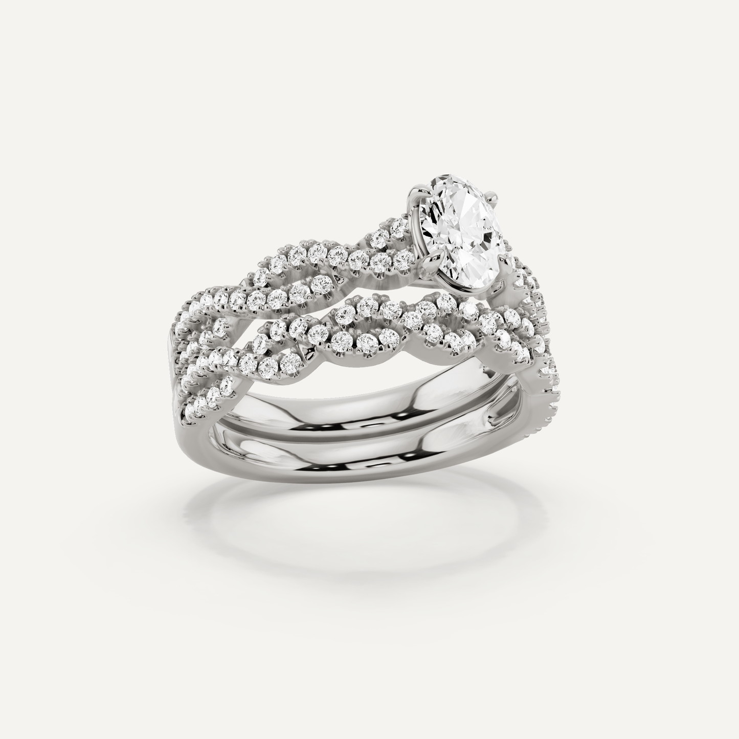 1 ctw Oval Diamond Double Twist Bridal Set - Lotus Diamond