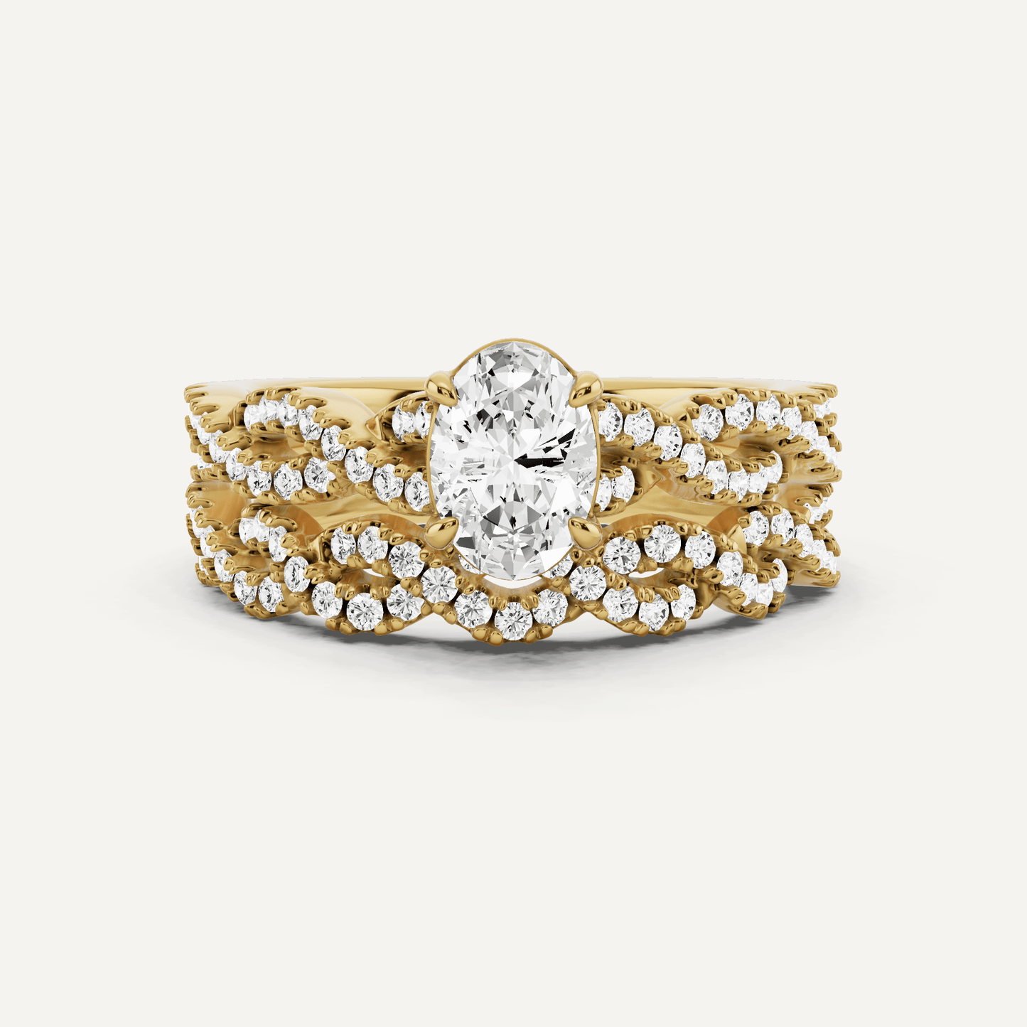 1 ctw Oval Diamond Double Twist Bridal Set - Lotus Diamond