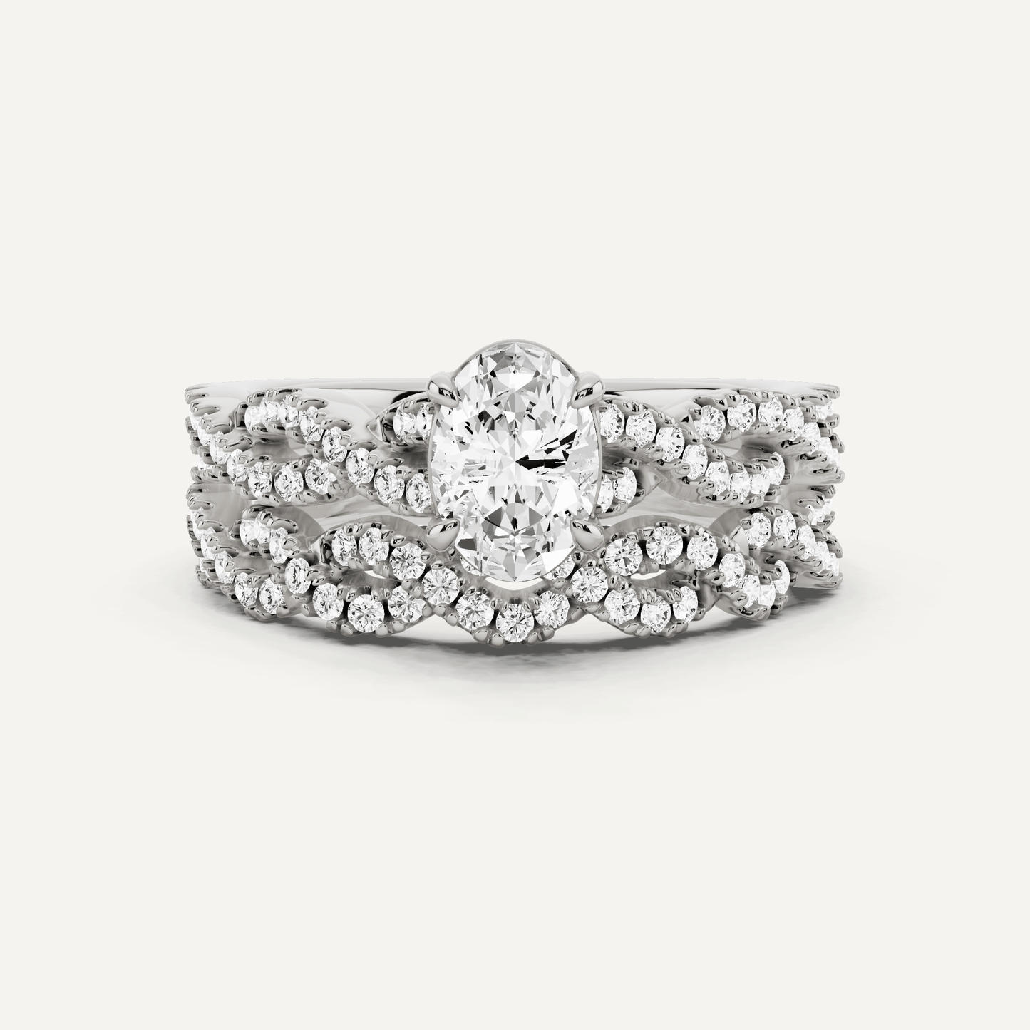 1 ctw Oval Diamond Double Twist Bridal Set - Lotus Diamond