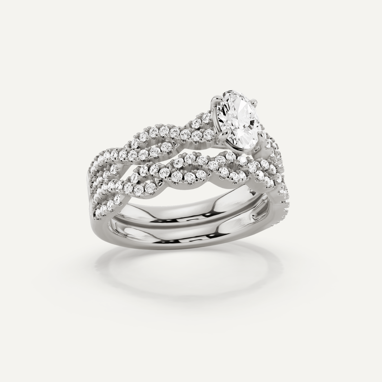 1 ctw Oval Diamond Double Twist Bridal Set - Lotus Diamond