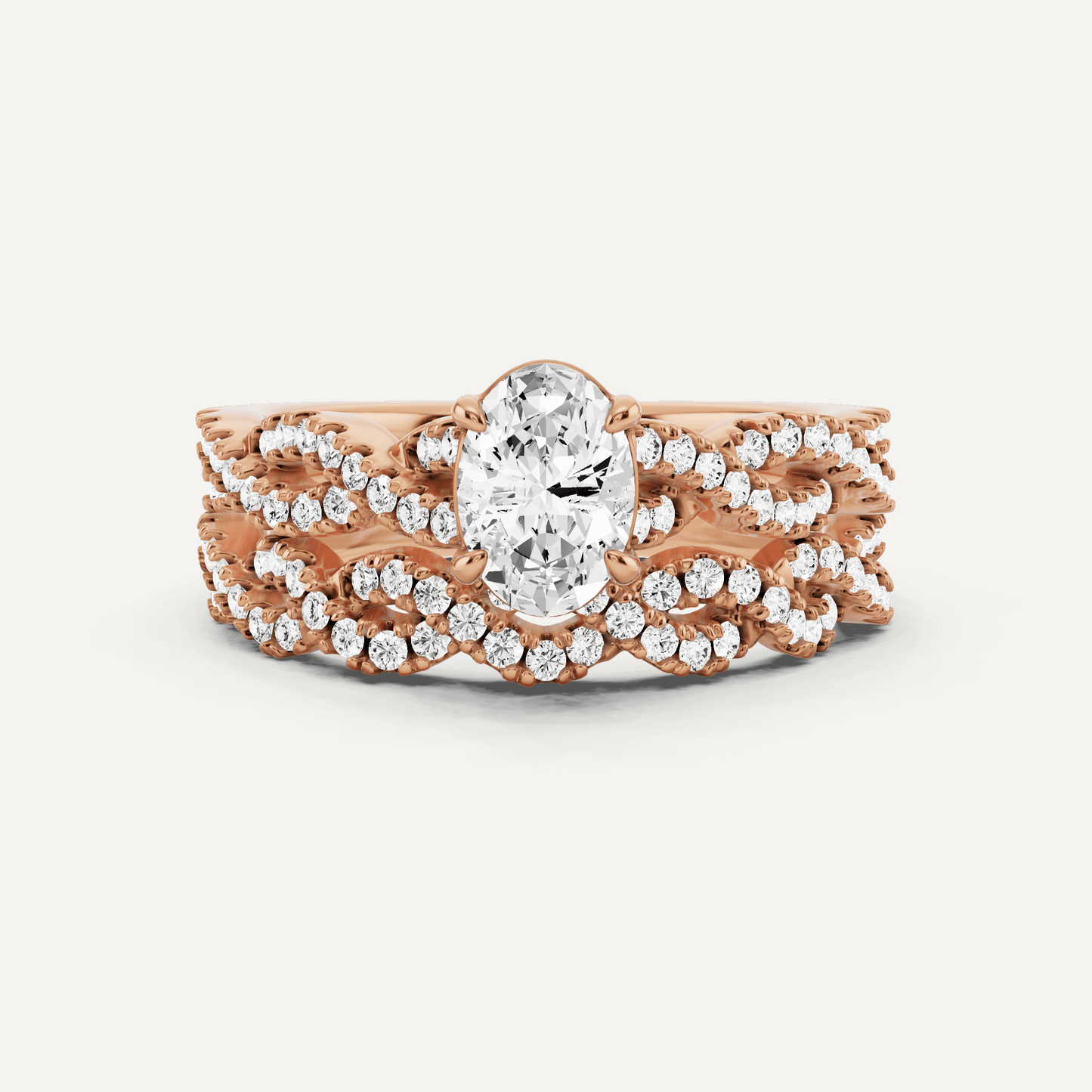 1 ctw Oval Diamond Double Twist Bridal Set - Lotus Diamond