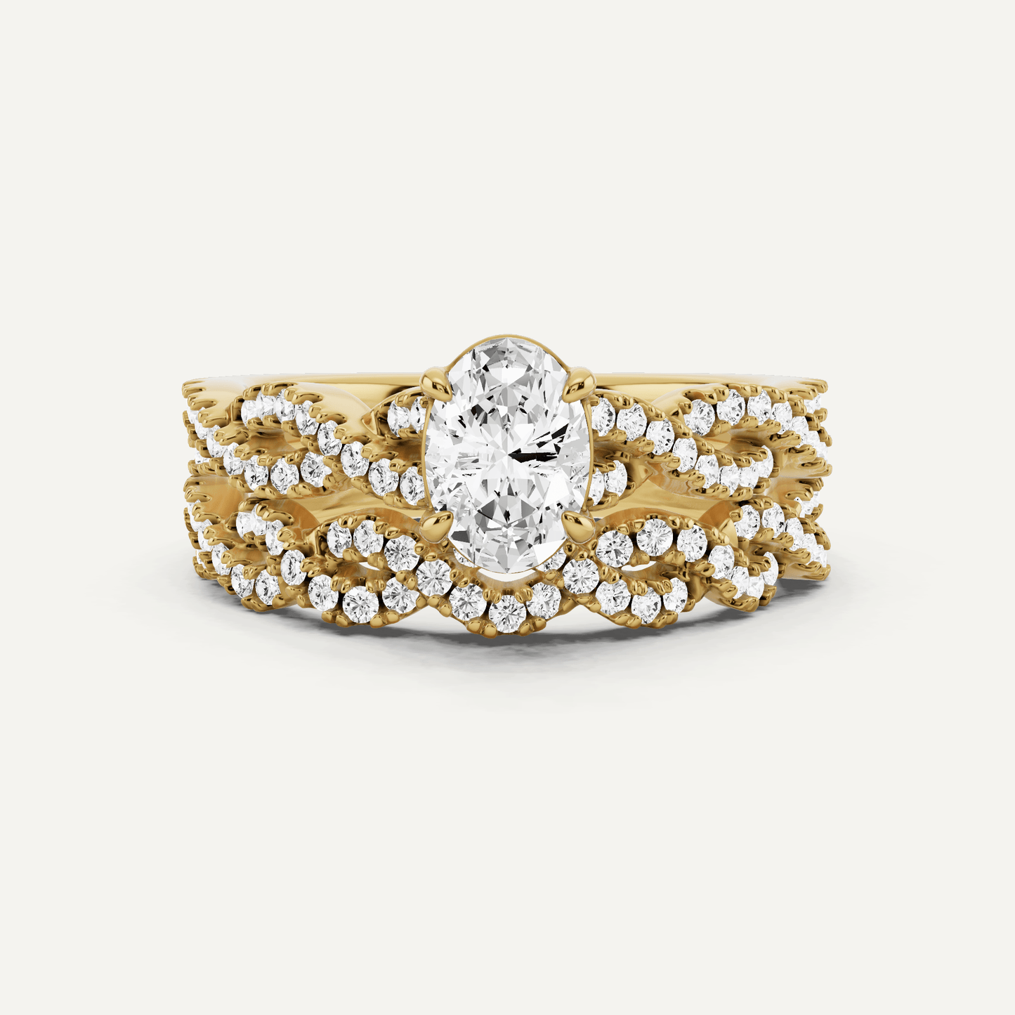 1 ctw Oval Diamond Double Twist Bridal Set - Lotus Diamond