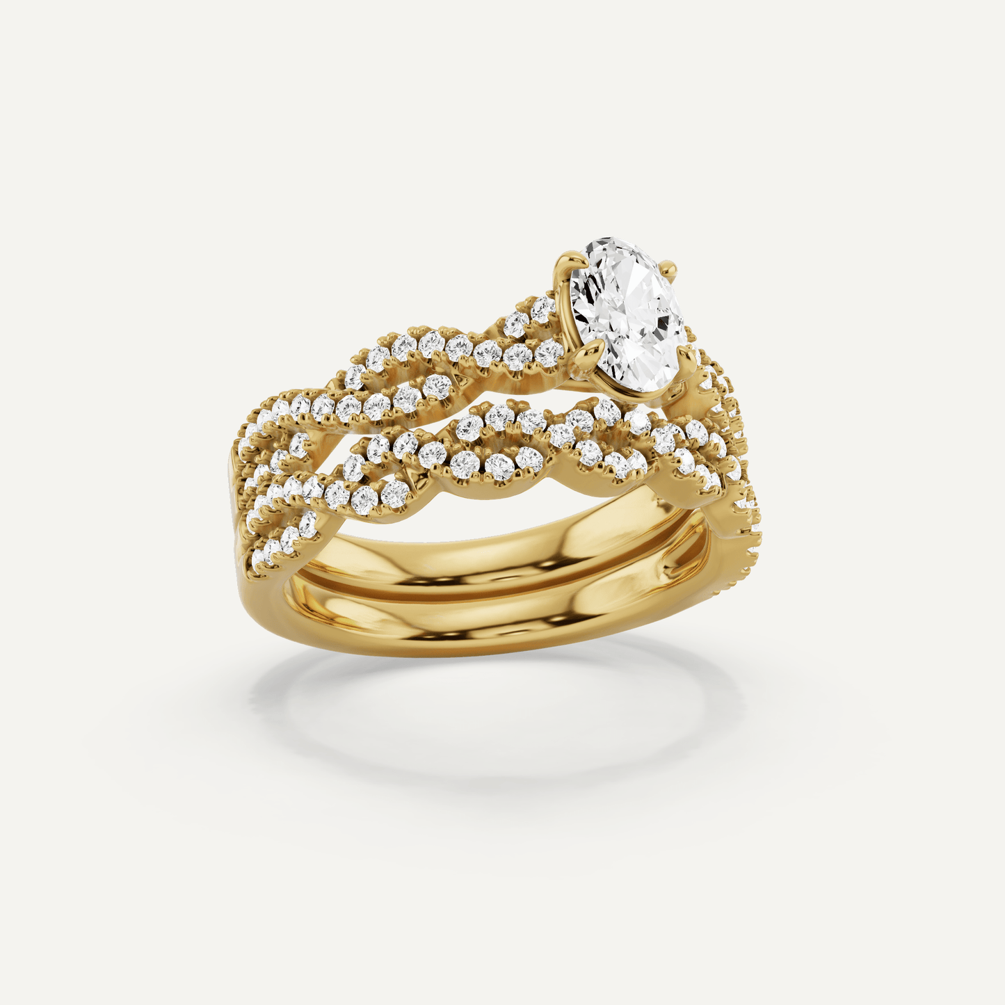 1 ctw Oval Diamond Double Twist Bridal Set - Lotus Diamond