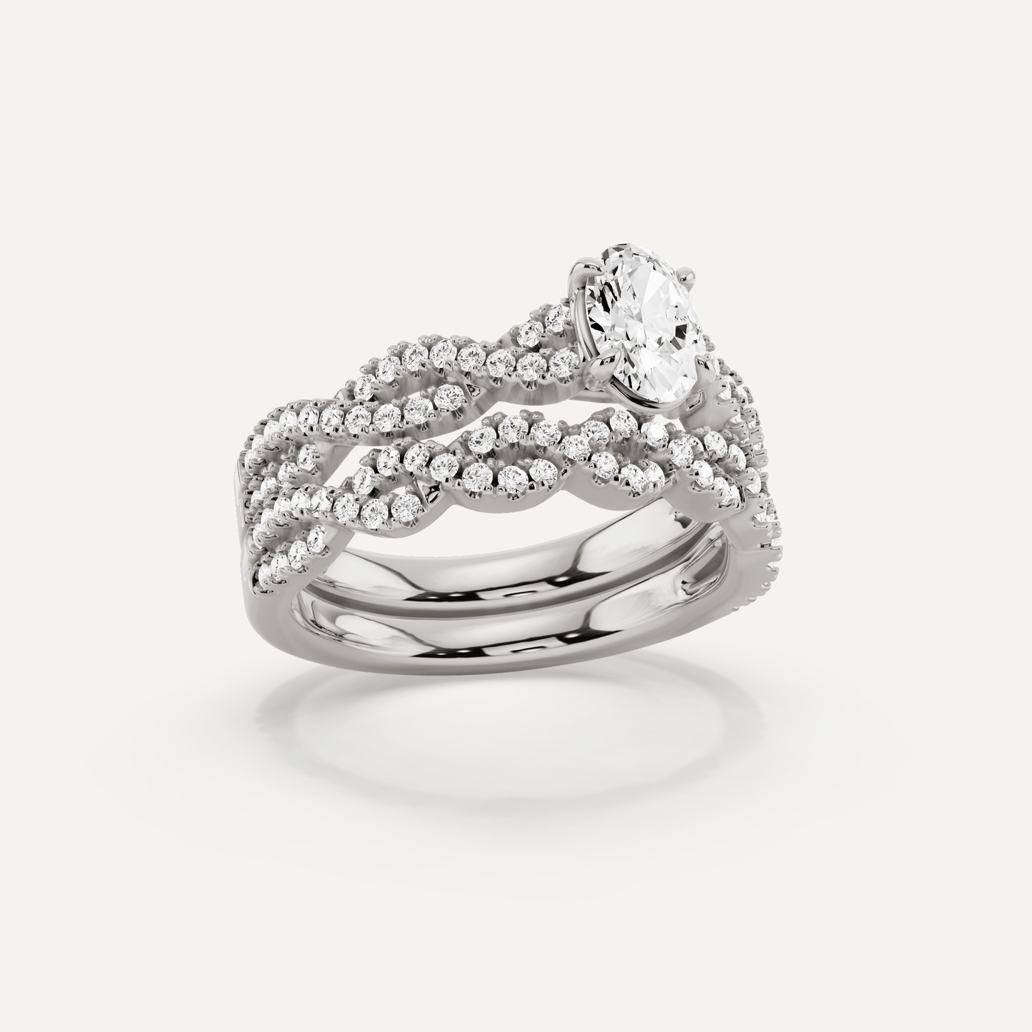 1 ctw Oval Diamond Double Twist Bridal Set - Lotus Diamond