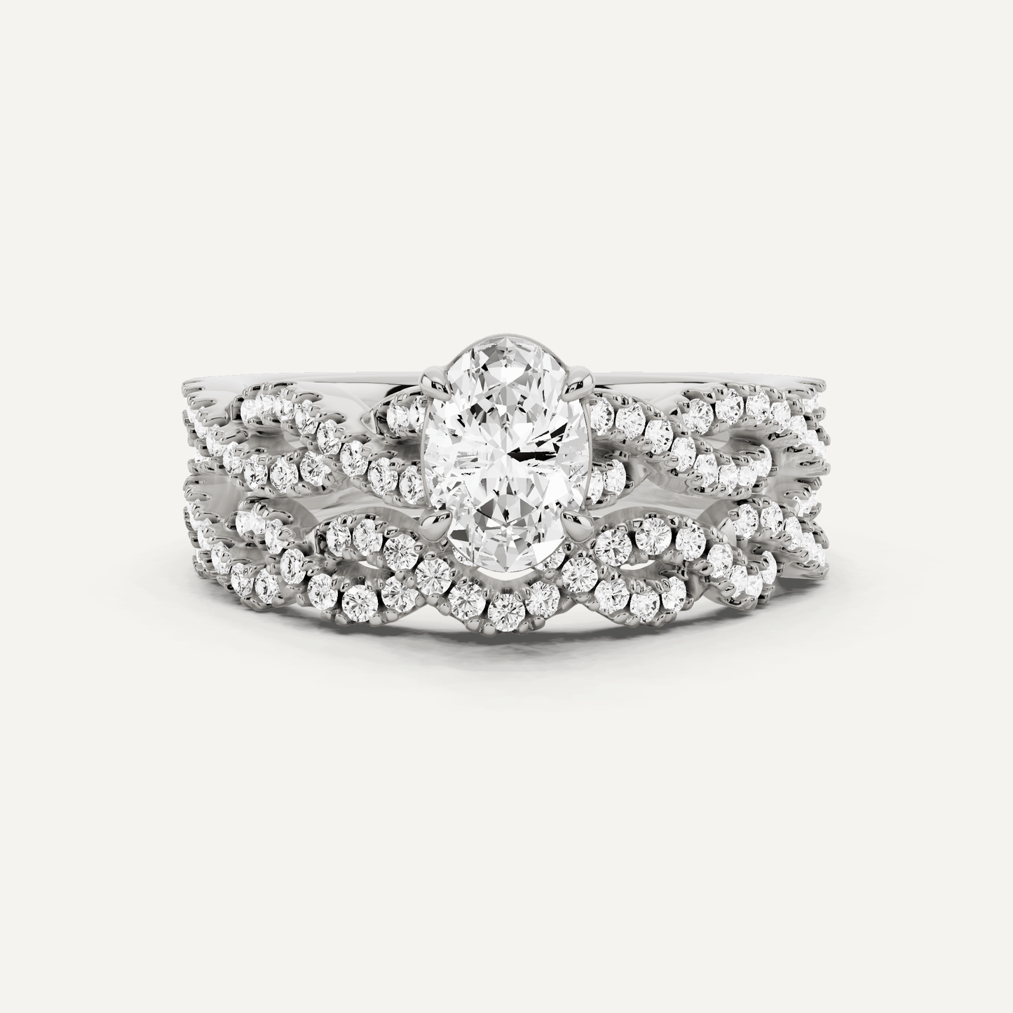 1 ctw Oval Diamond Double Twist Bridal Set - Lotus Diamond