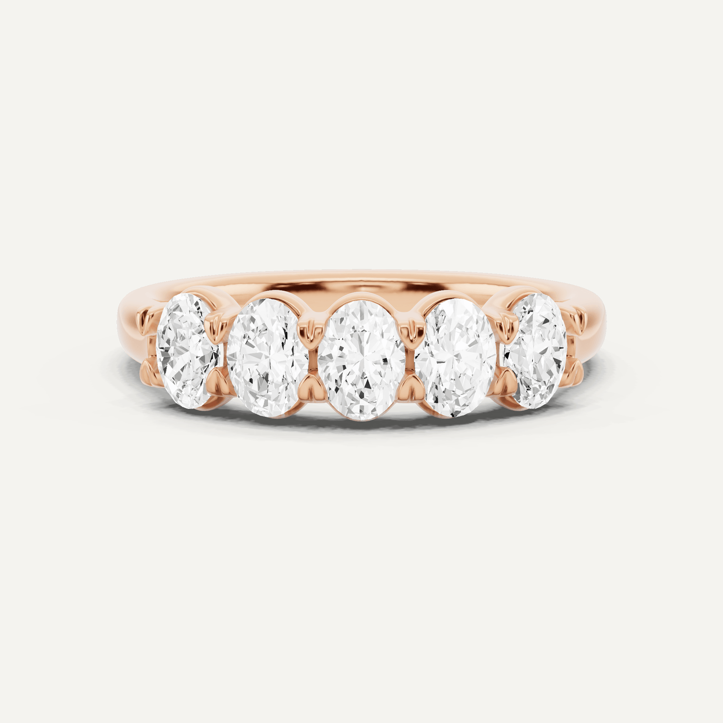 1 ctw Oval Diamond Five Stone Anniversary Band - Lotus Diamond