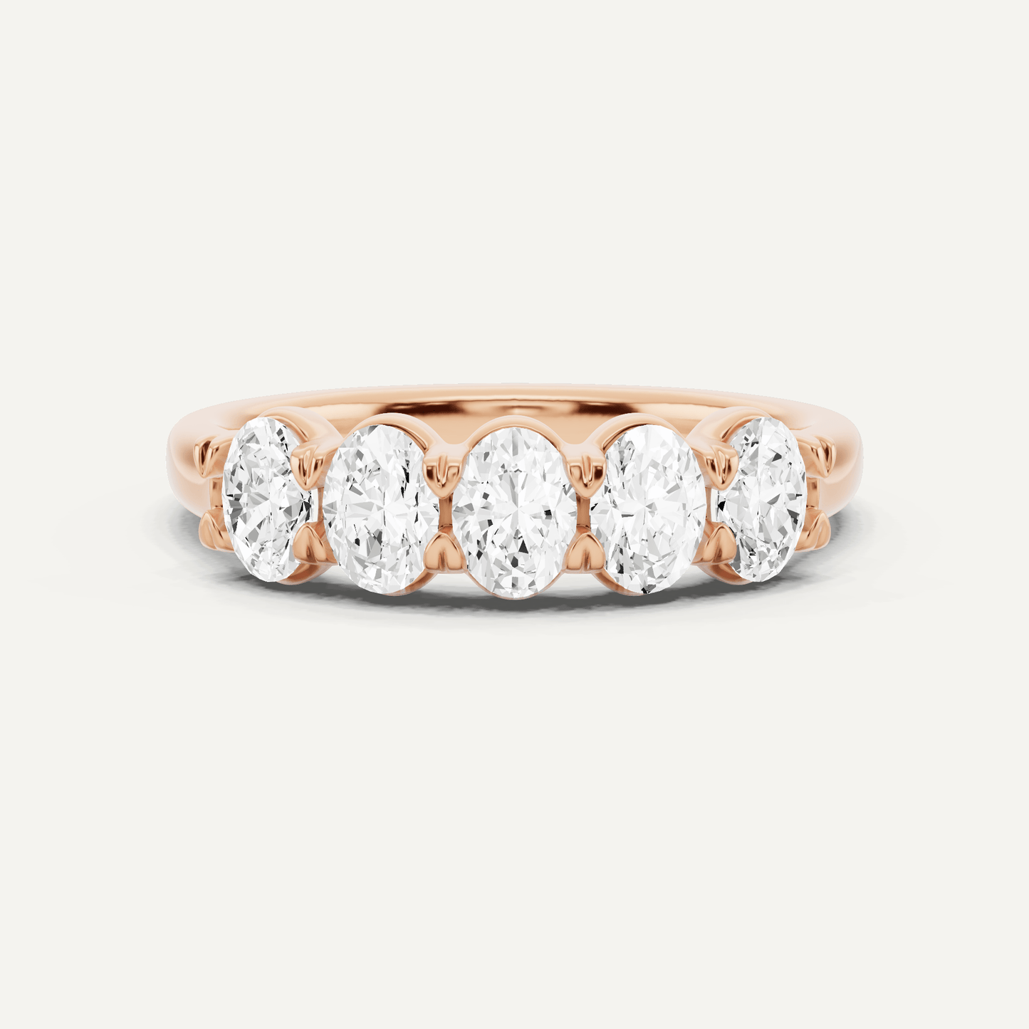 1 ctw Oval Diamond Five Stone Anniversary Band - Lotus Diamond